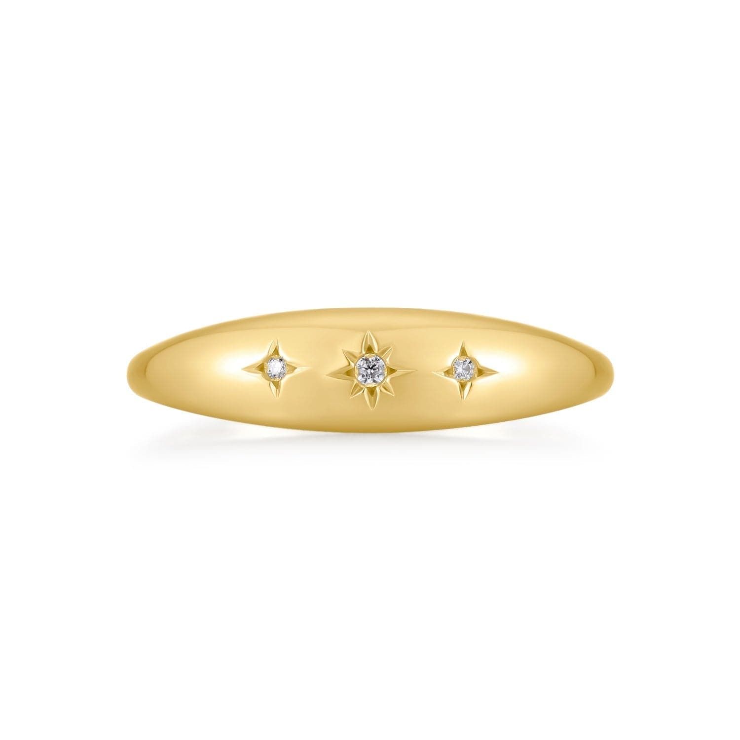 a gold ring with three stars on it