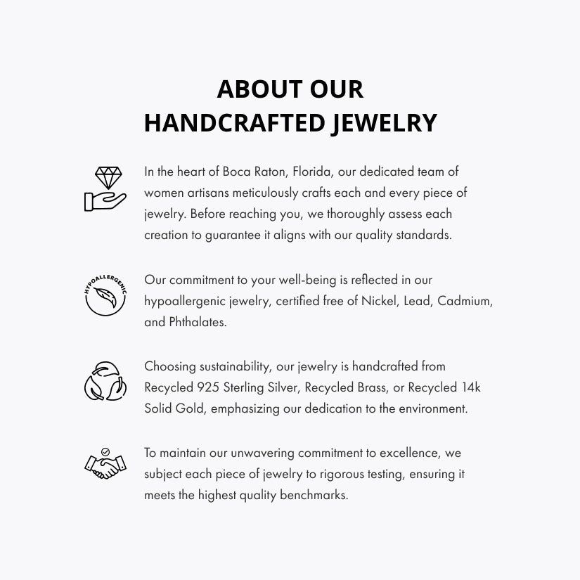 a white paper with a black and white image of a handcrafted jewelry