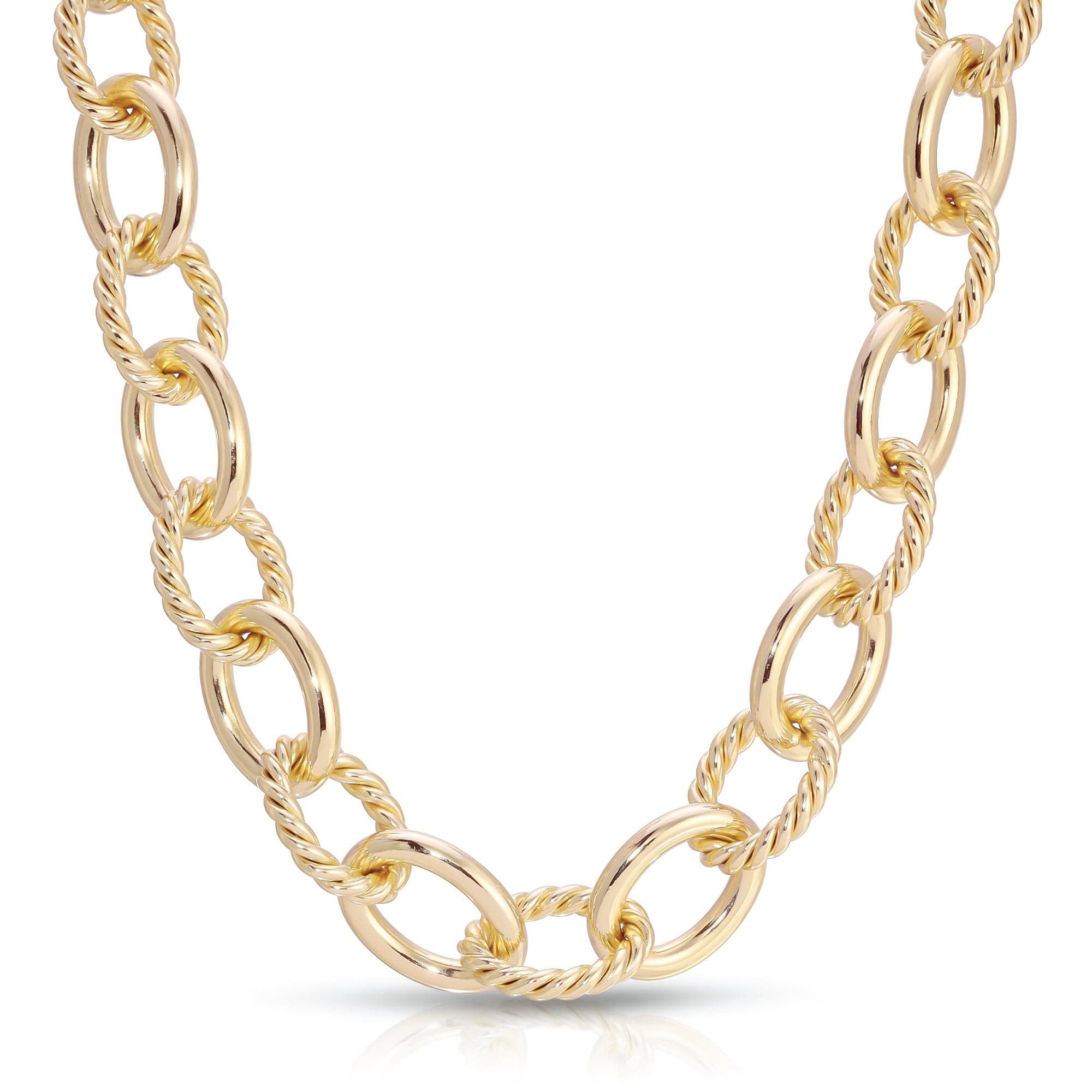 Xl Alternating Twisted Link Toggle Necklace