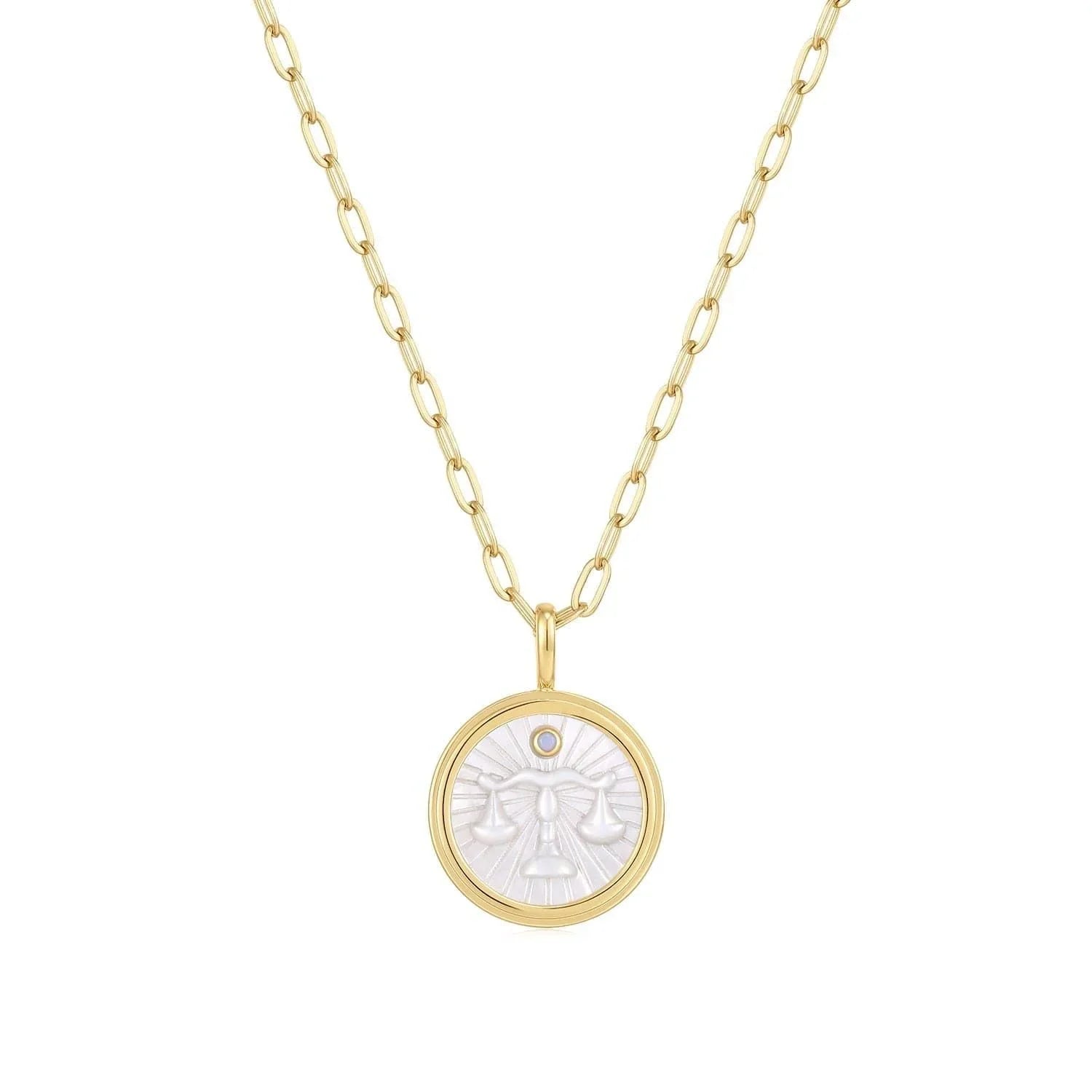 Gold chain necklace with Libra pendant from Zodiac Libra Mother Of Pearl Collection