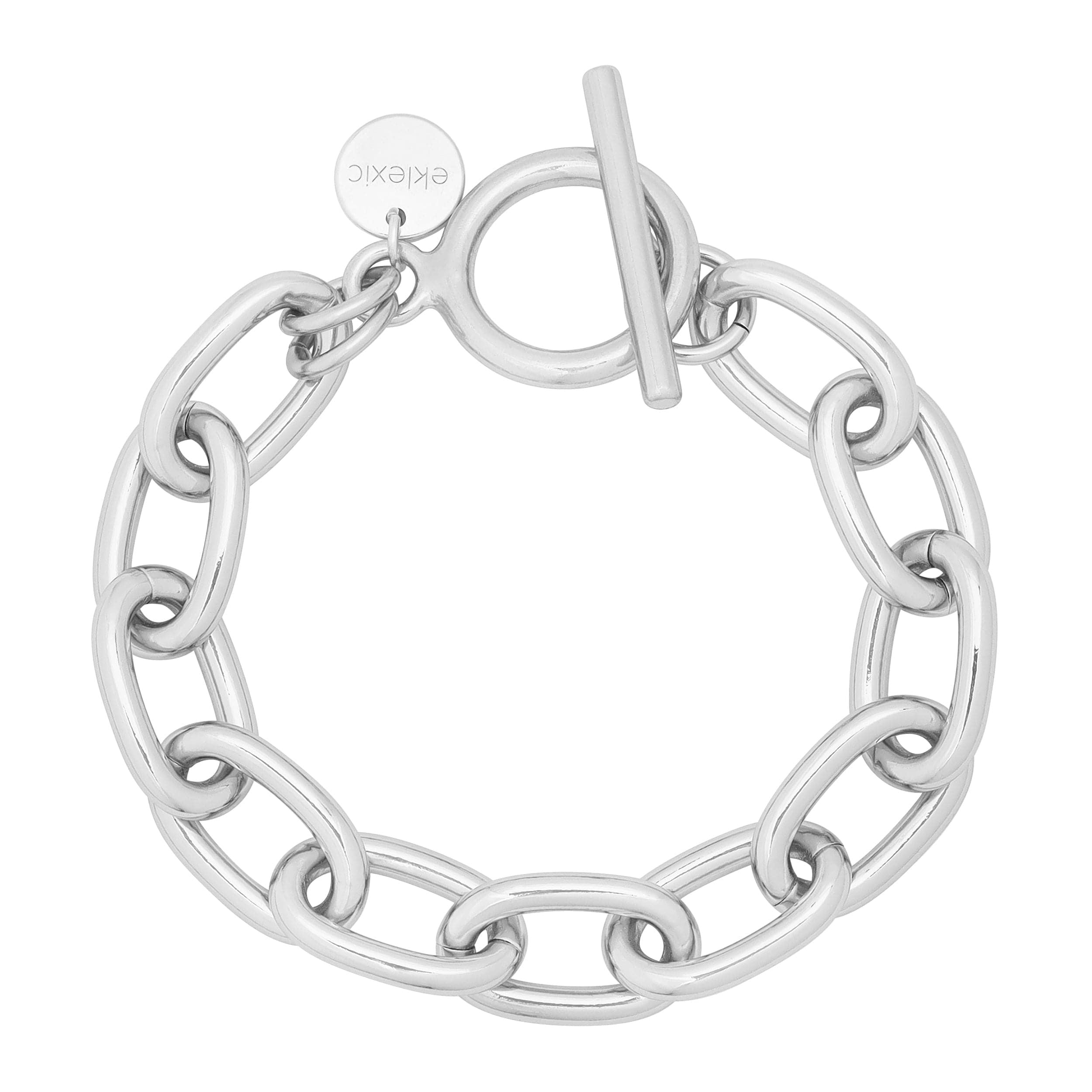 Silver chain-link Alana Toggle Bracelet with a stylish toggle clasp and rounded link design