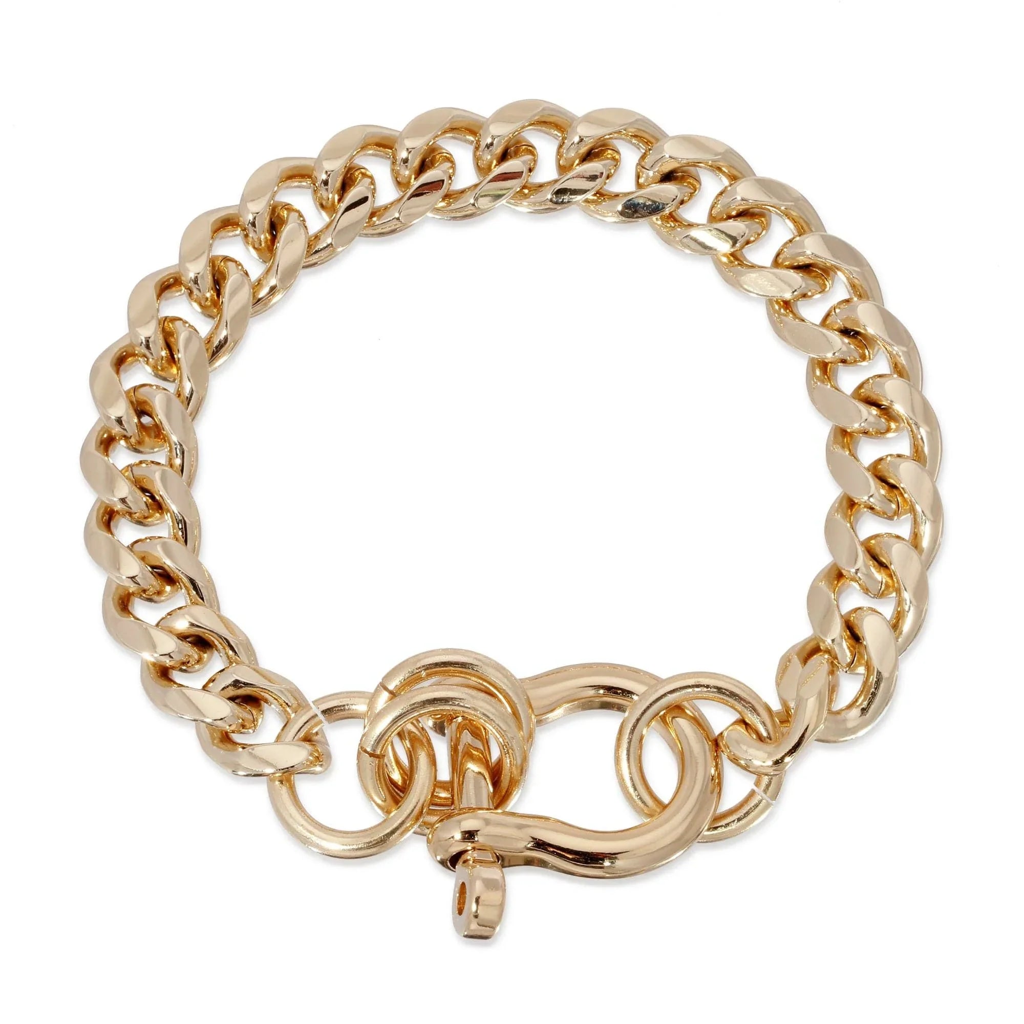 Gold-toned Anouk Bracelet with chain design and shackle clasp for style