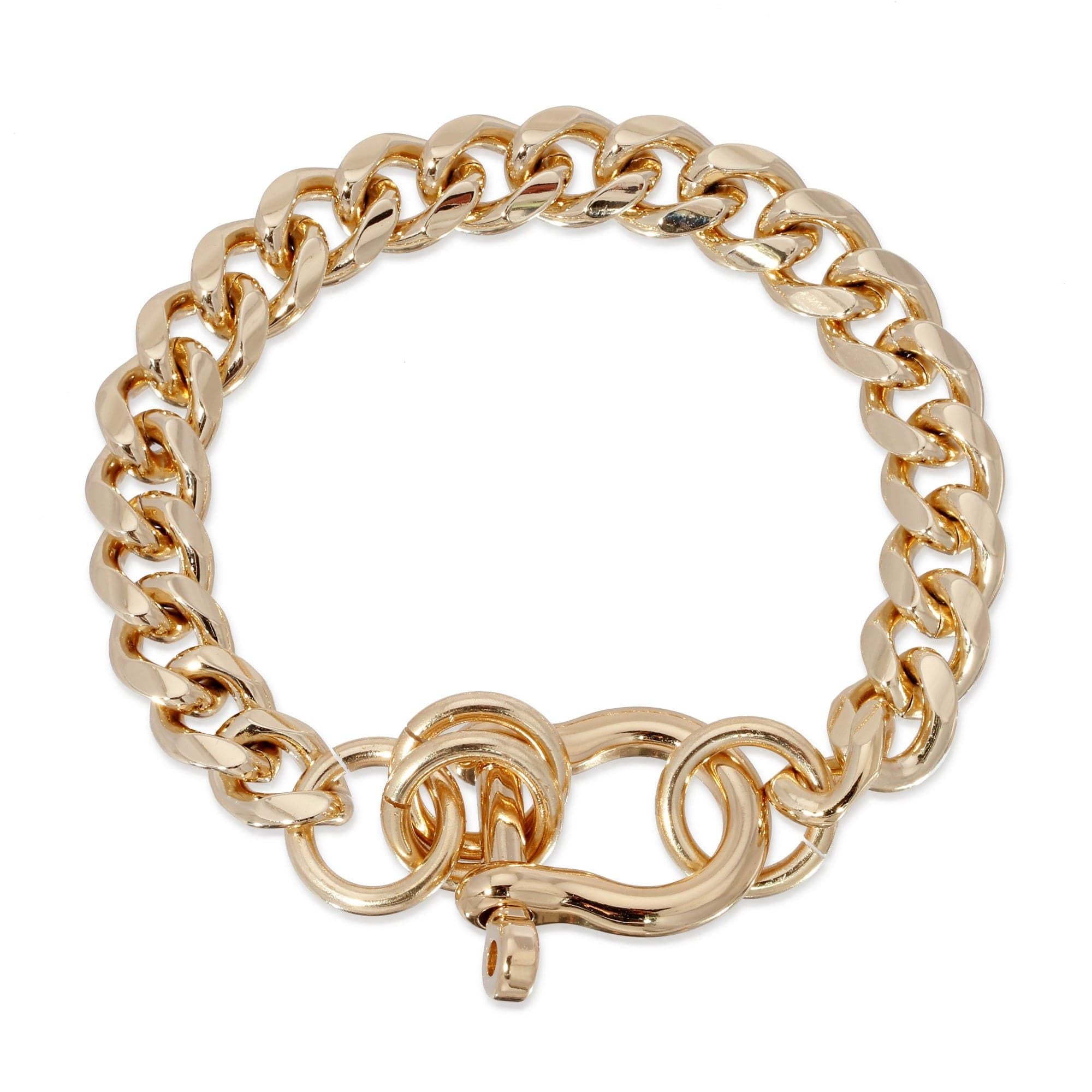 Gold-toned Anouk Bracelet features a rounded Cuban link design and shackle clasp