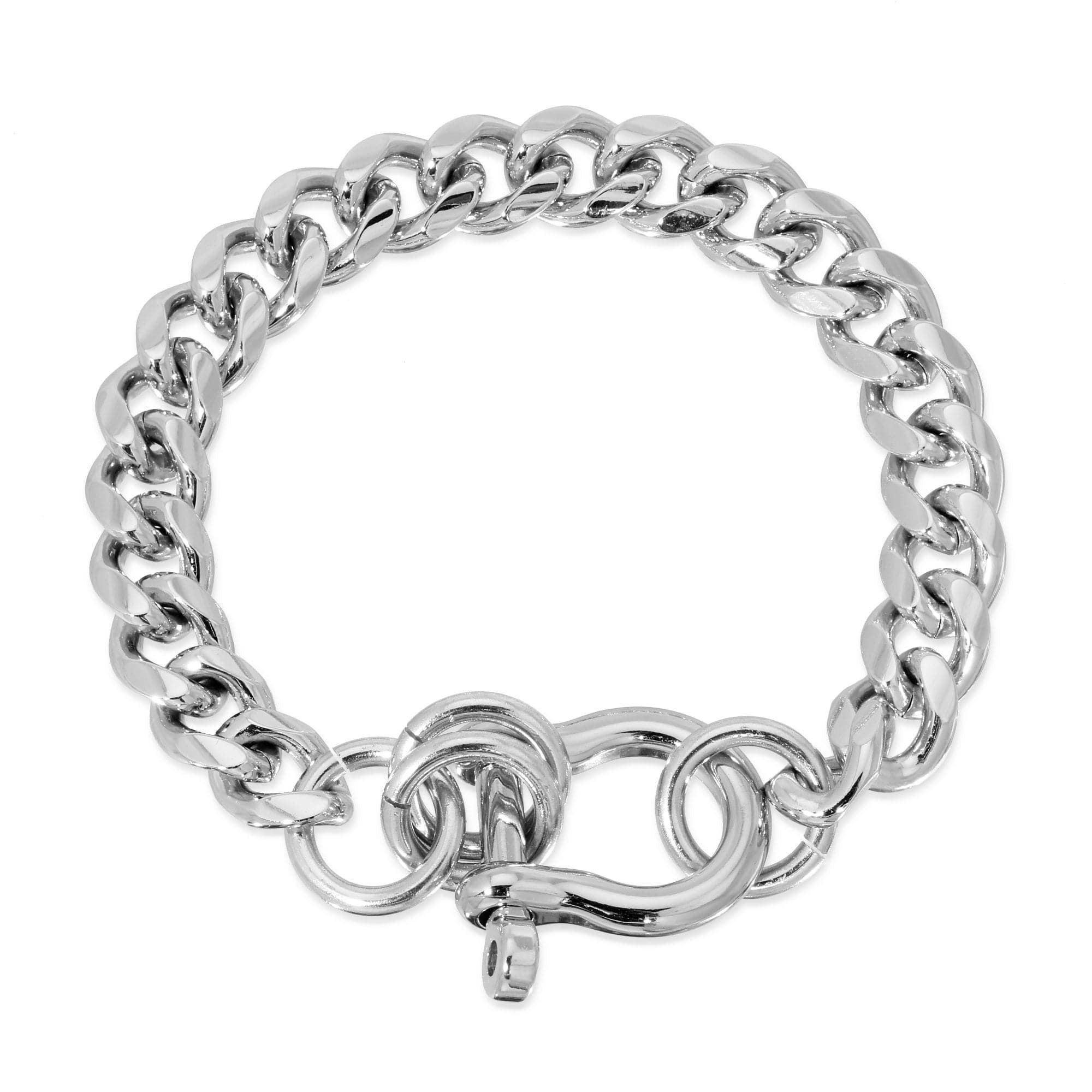 Silver Anouk Bracelet featuring rounded Cuban link and shackle clasp design