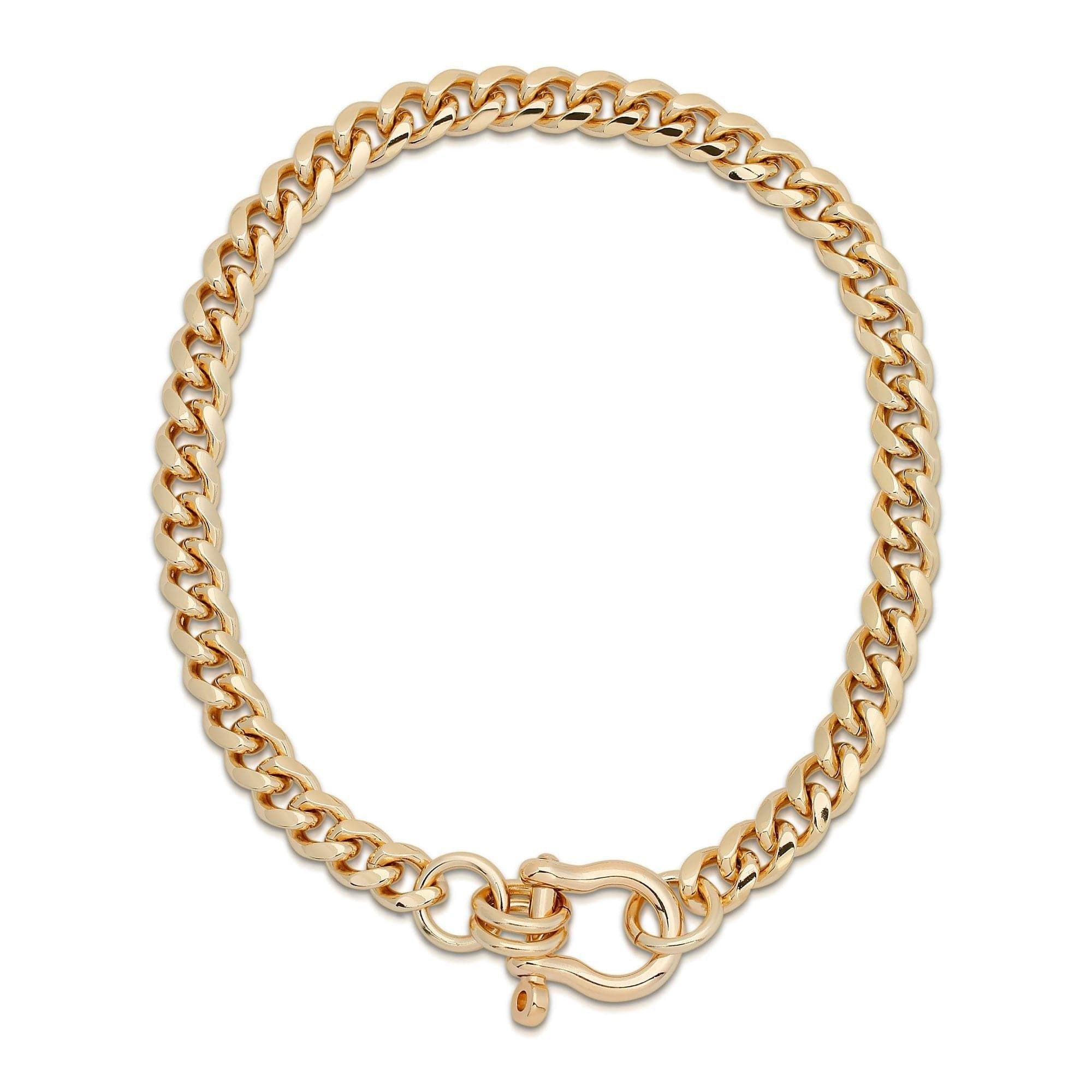 Gold-toned Anouk Necklace featuring a rounded Cuban link design and shackle clasp