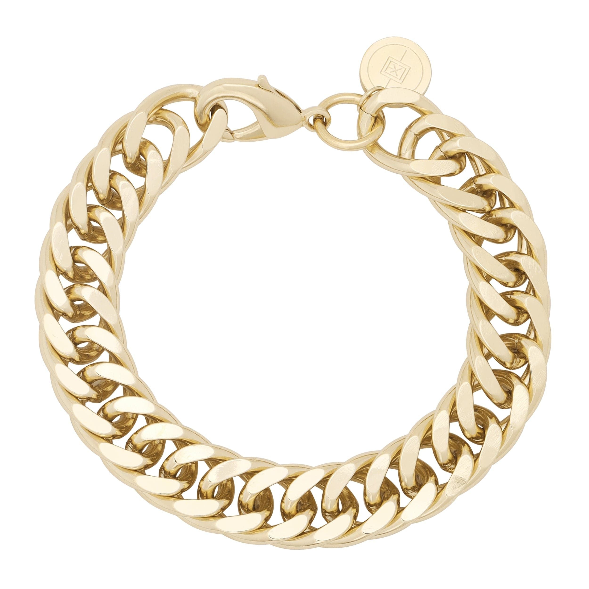 Gold-toned Arya Bracelet featuring a slinky curb chain from the layering bracelets collection