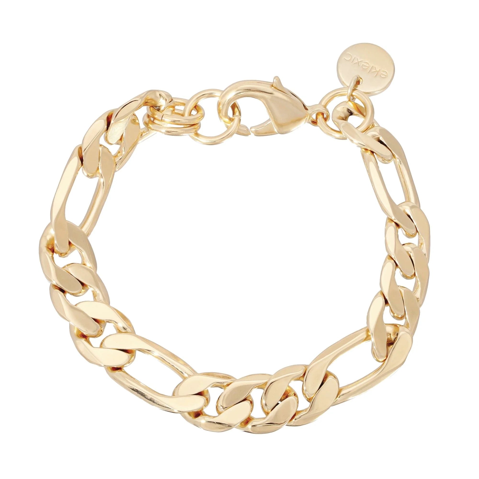 Gold-toned Axel Bracelet with Recycled Brass Figaro Chain for Elegant Styling
