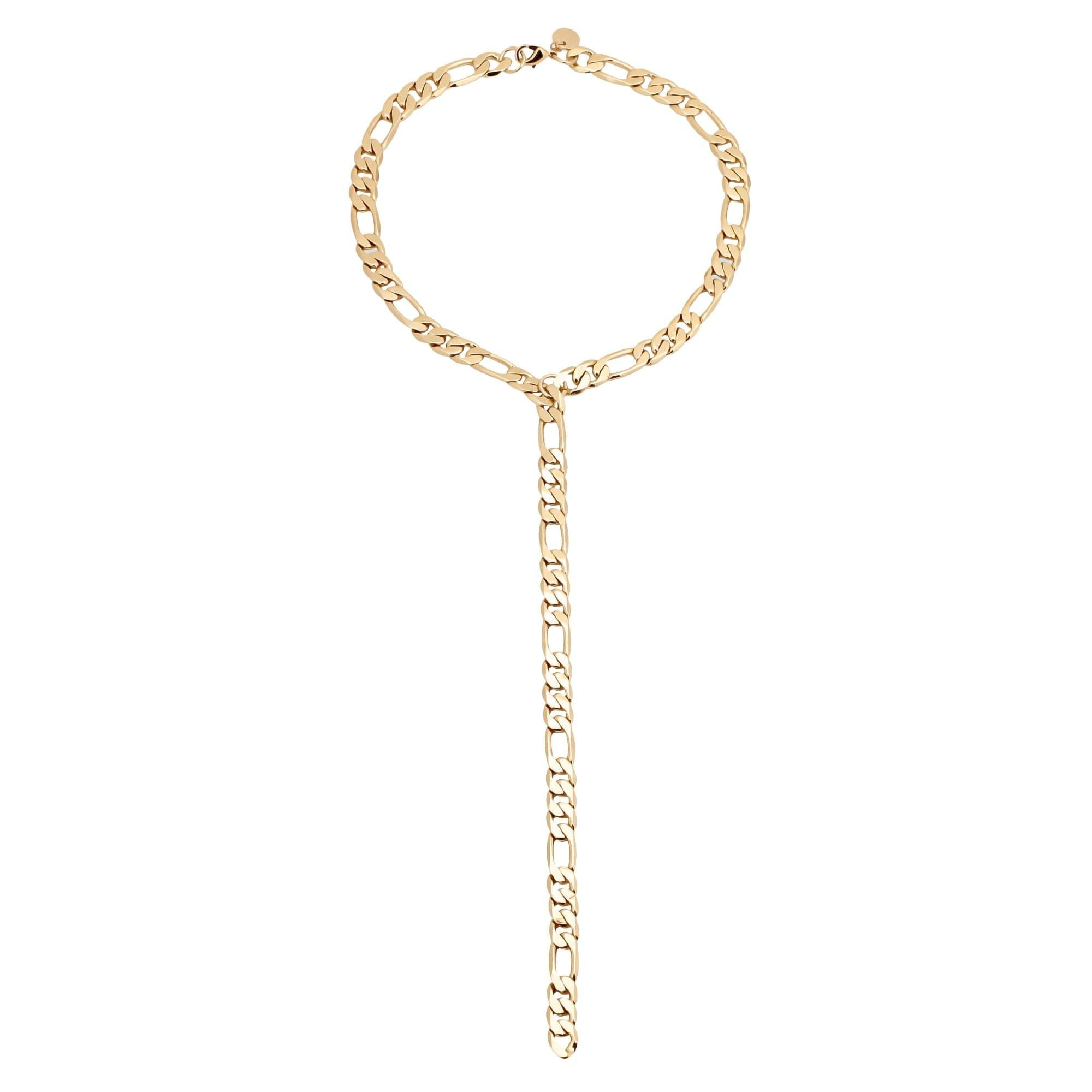 Gold-toned Figaro chain necklace from the Axel Lariat collection in recycled brass