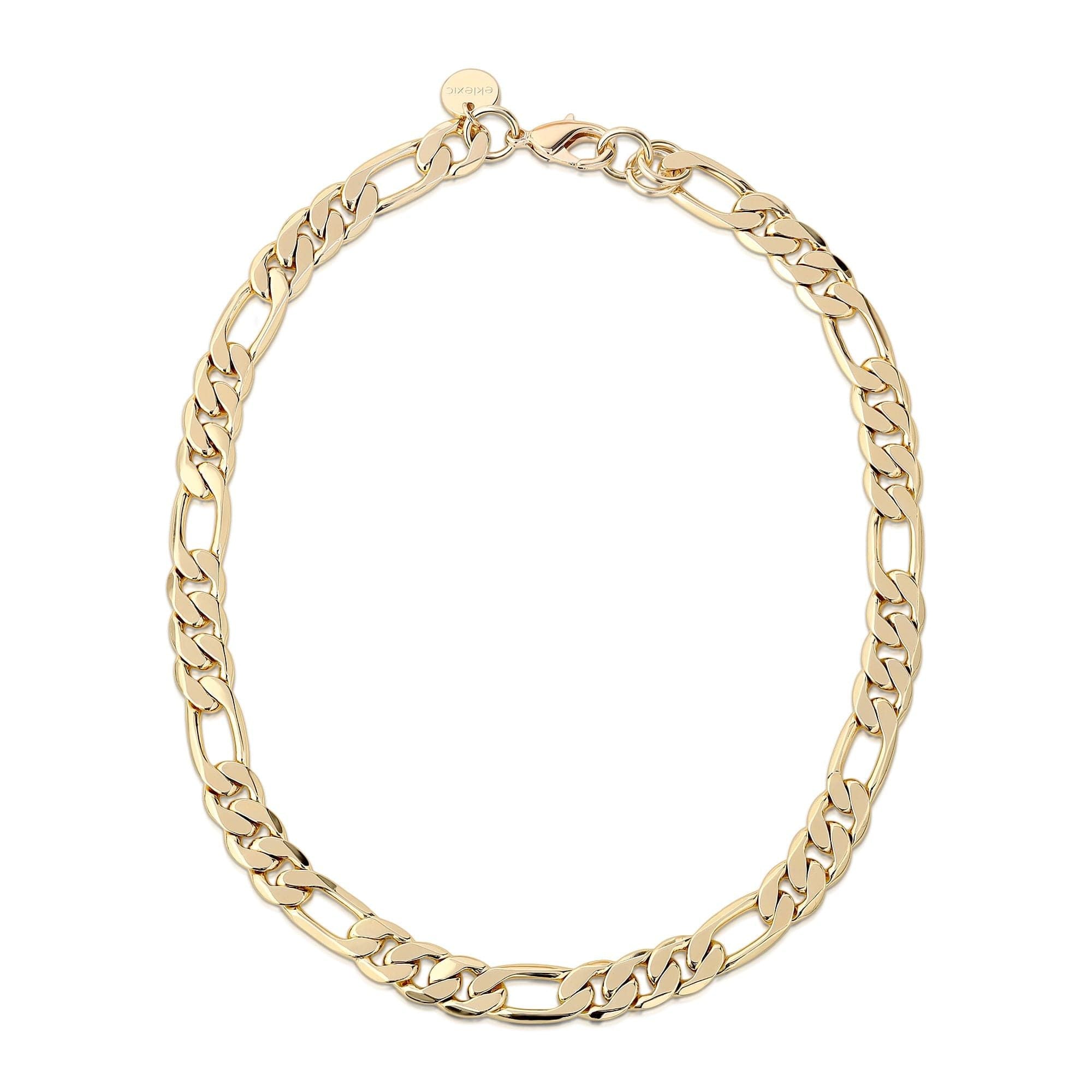 Gold-toned Axel Necklace featuring a 14k gold plated recycled brass Figaro chain