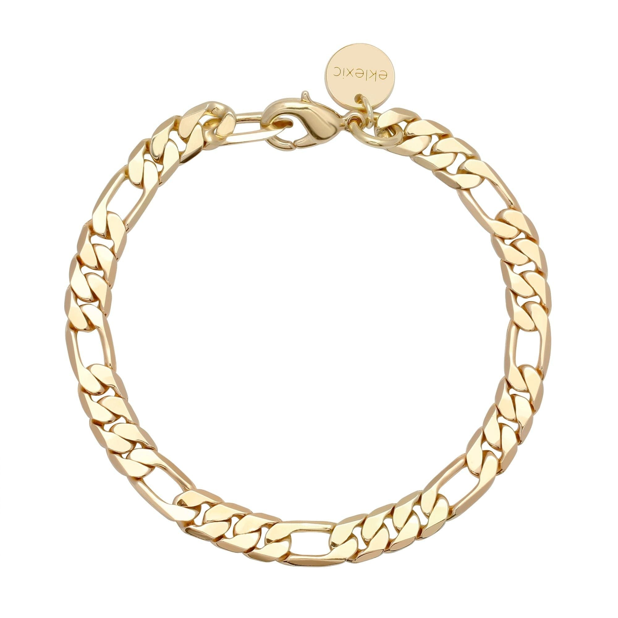 Gold Figaro chain bracelet in the Baby Axel Anklet, a 15mm long anklet for kids