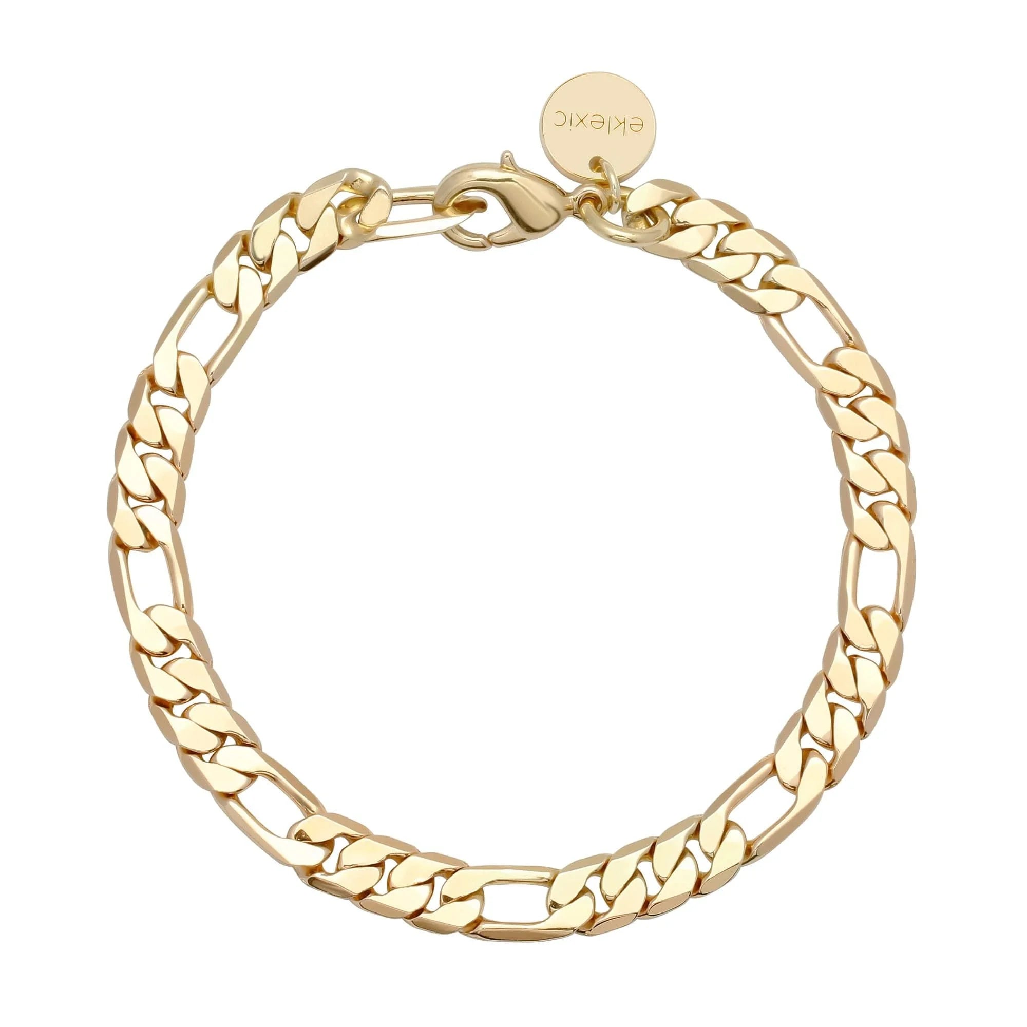 Gold Figaro chain bracelet on Baby Axel Anklet in a small figaro chain style, 15mm long anklet