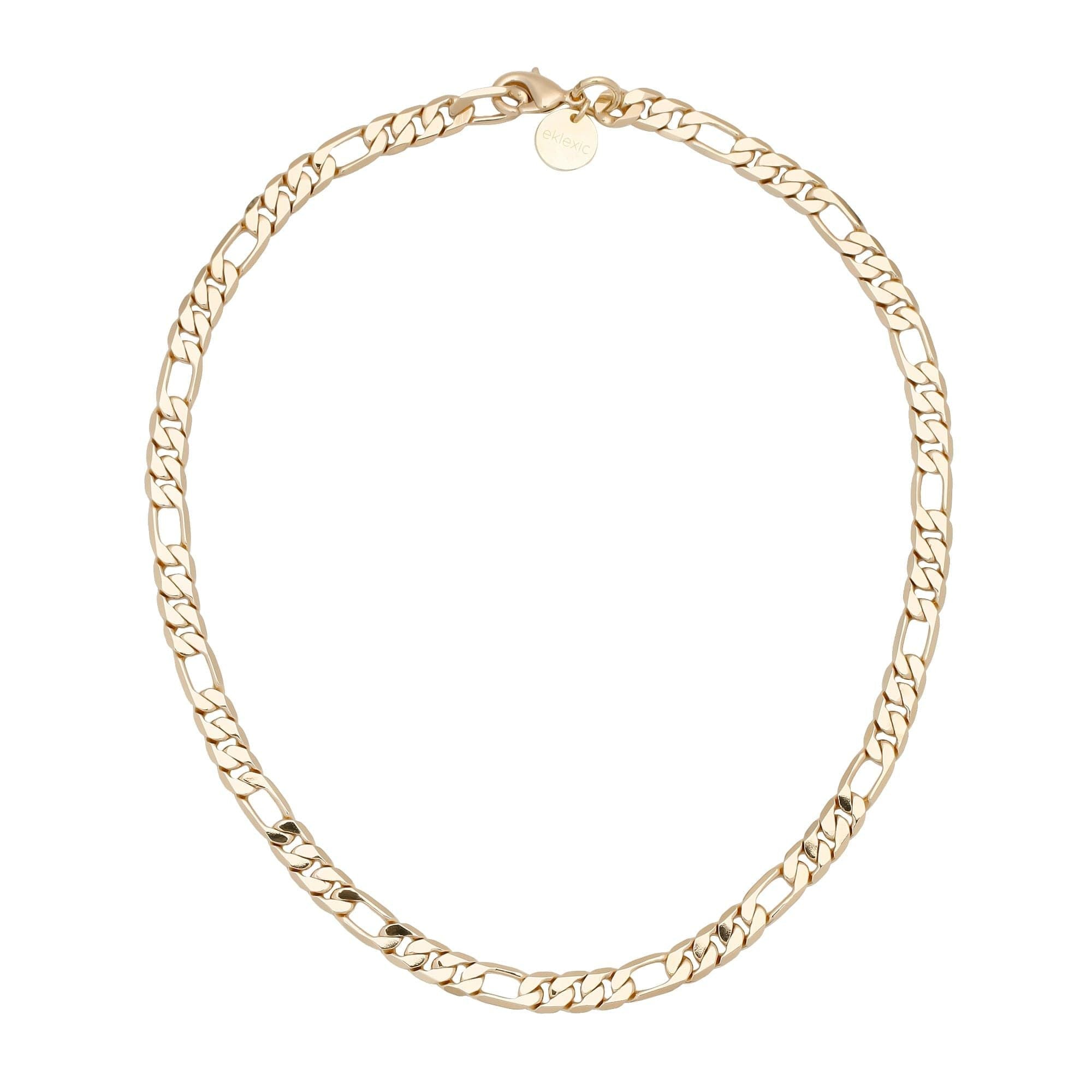 Gold-toned Figaro chain Baby Axel Necklace with lobster clasp for stylish elegance