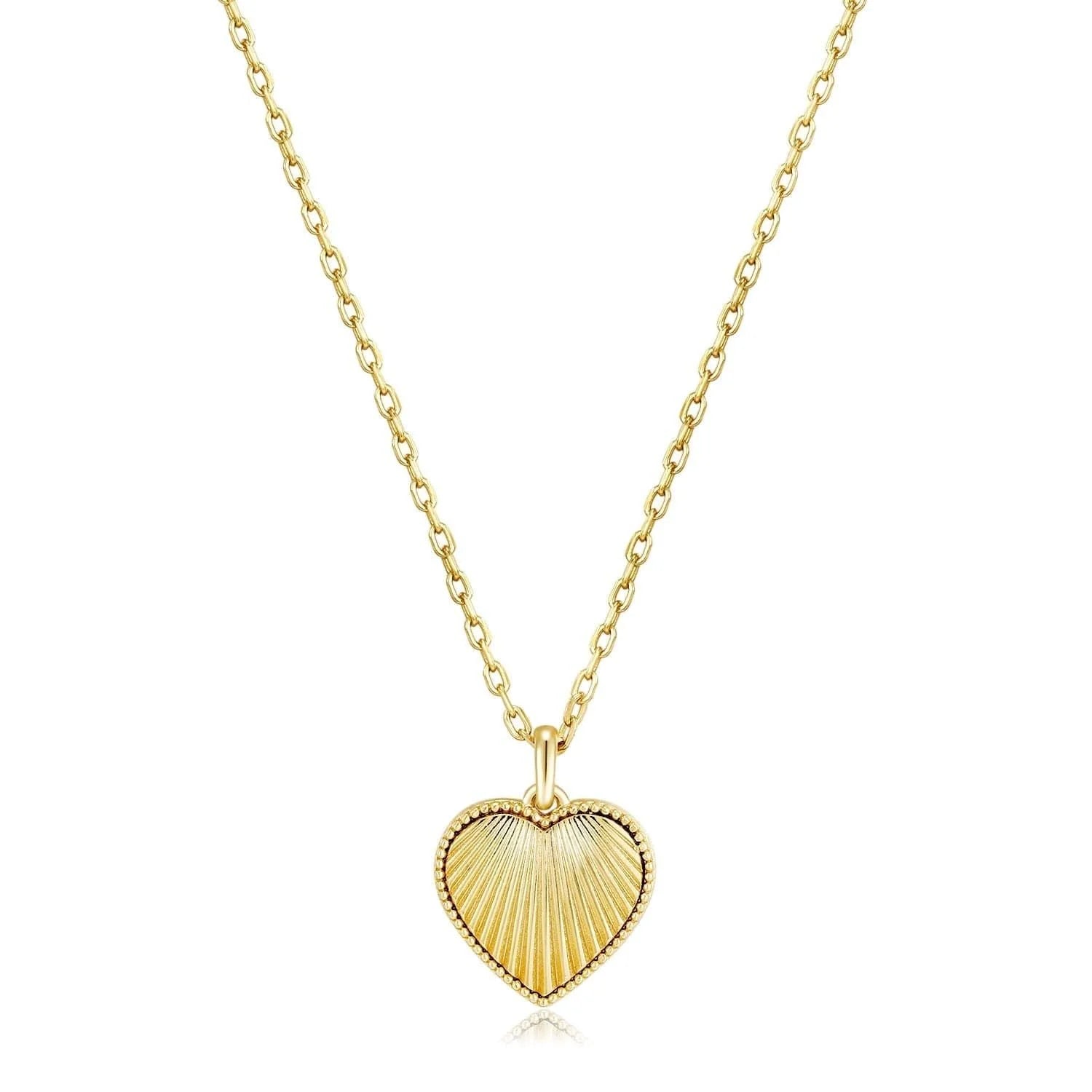 Gold vermeil Baby Scalloped Heart Pendant Necklace with ring extension heart design