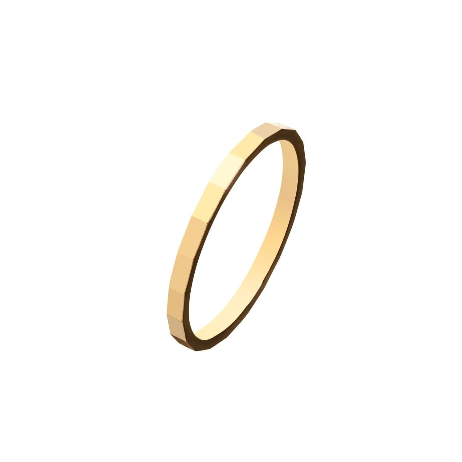 Gold faceted 14k yellow Bianca Ring showcasing luxurious elegance and style