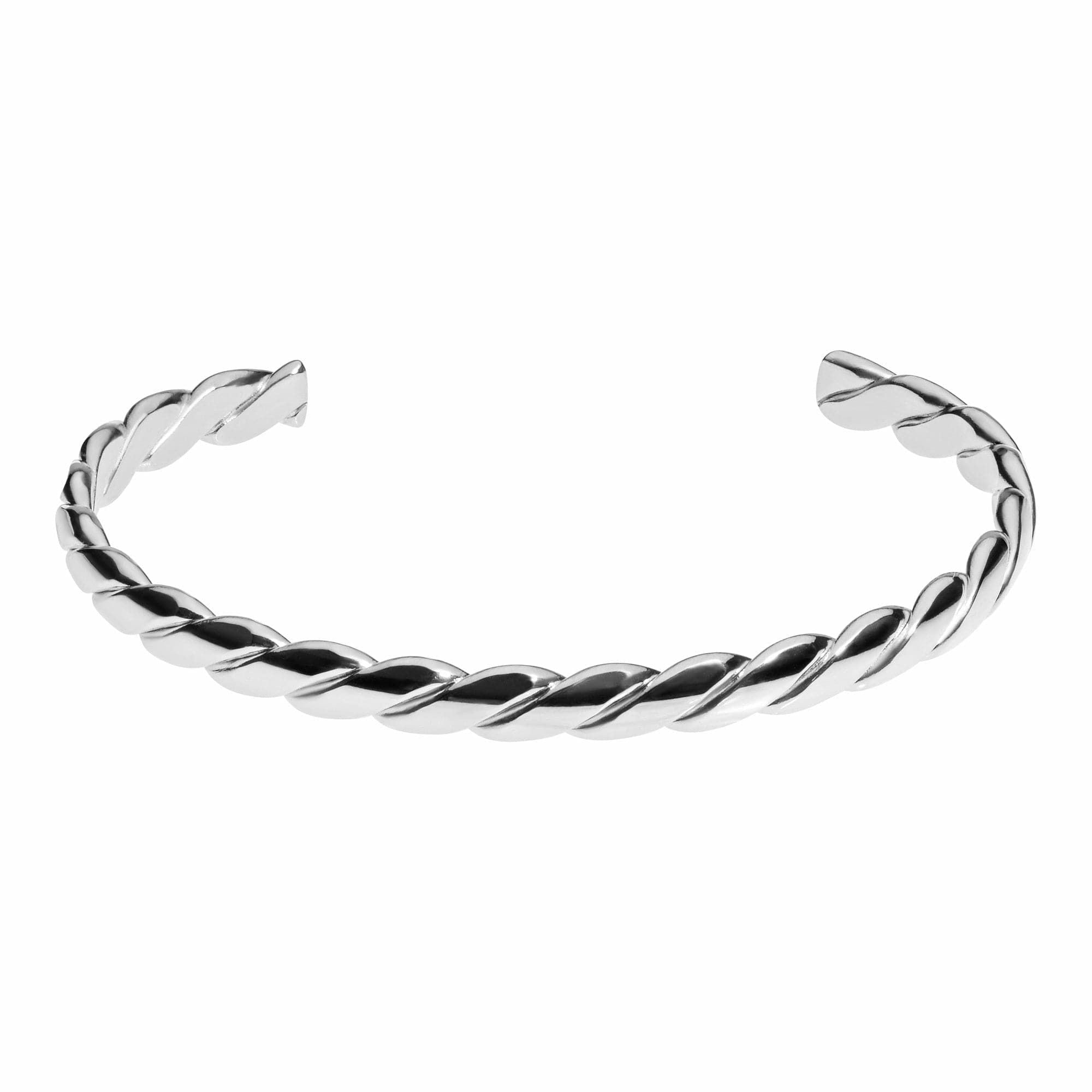 Silver twisted cuff bracelet from the Braided Cuff collection in recycled brass