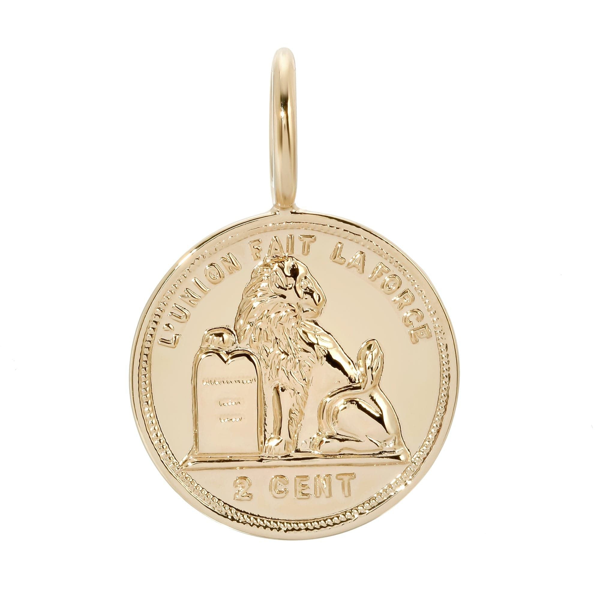 Gold Coin Pendant showcased in the Carmen Coin Pendant, featuring a cent coin commonly produced