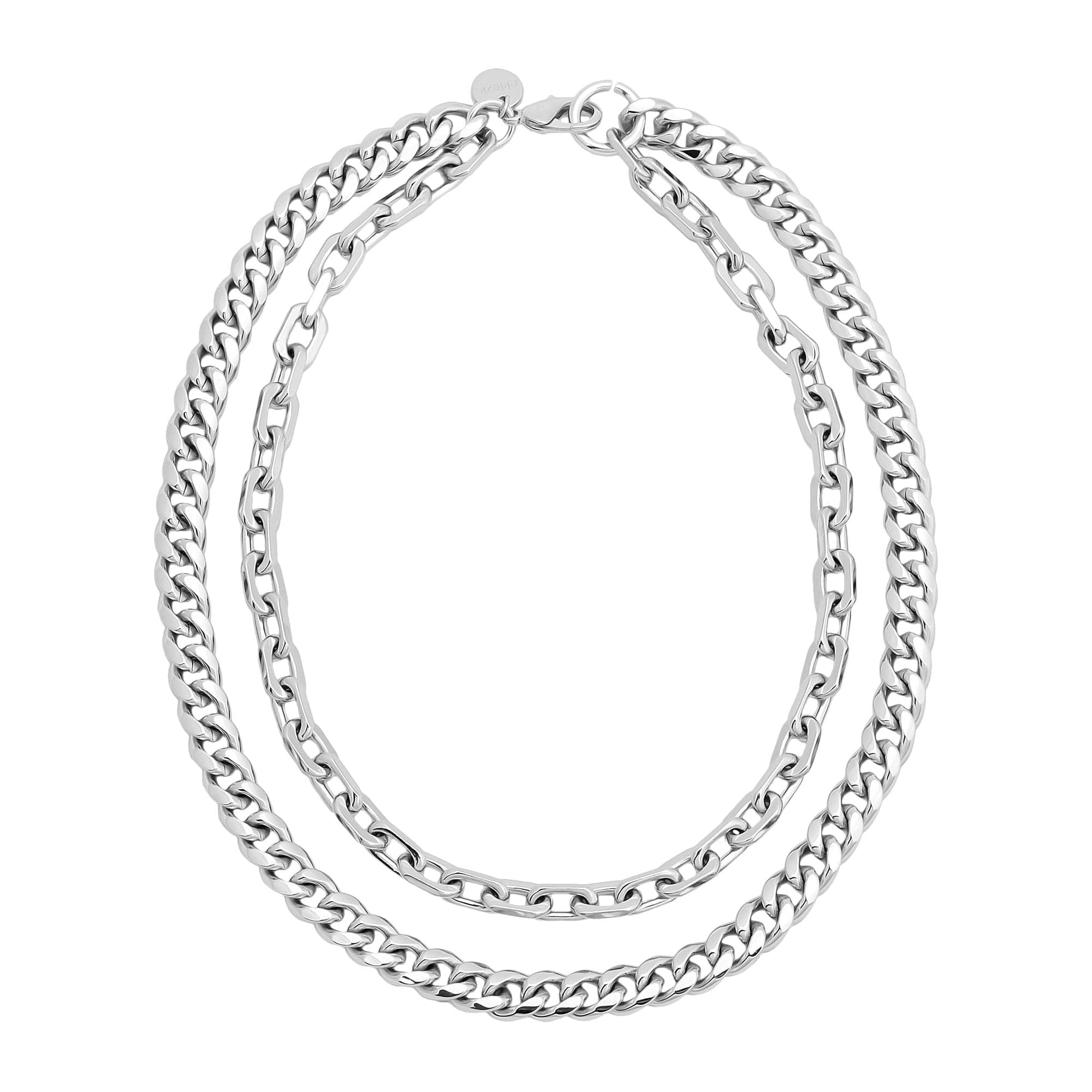 Silver double-strand curb chain necklace named Cash Necklace made from recycled brass cable