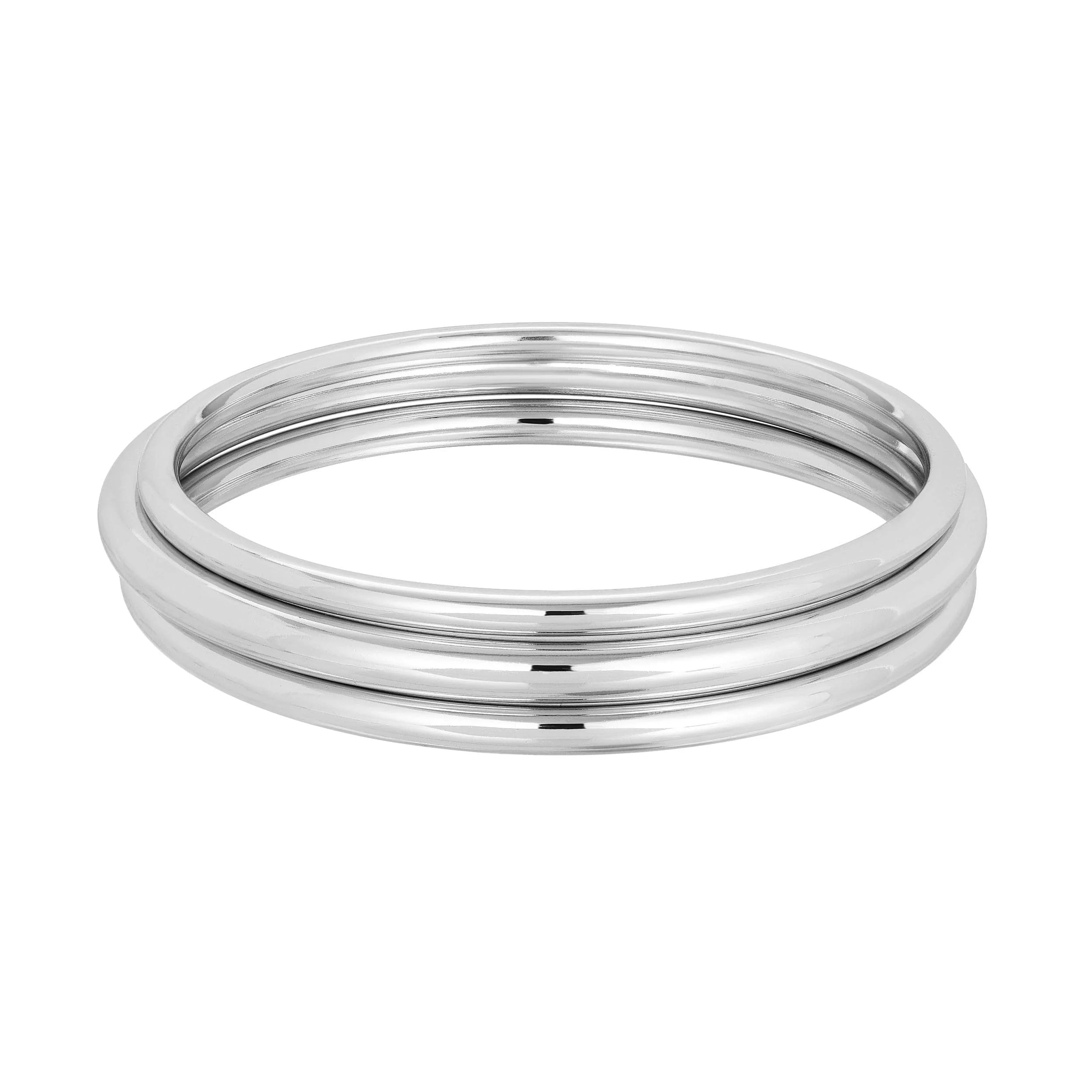 Shiny silver bangles from the Classic Bangle Set perfect for any look