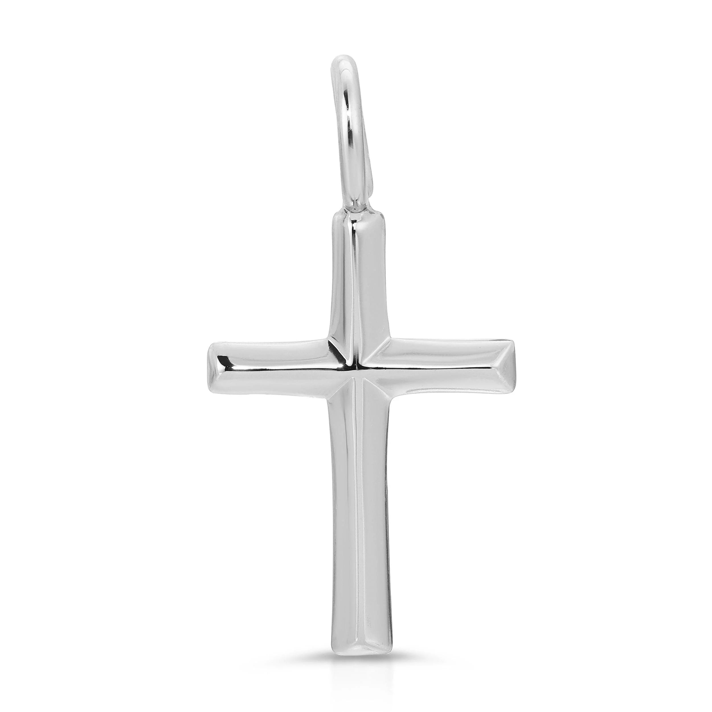 Silver cross pendant with recycled brass finishes and rhodium plating for eco stylish look