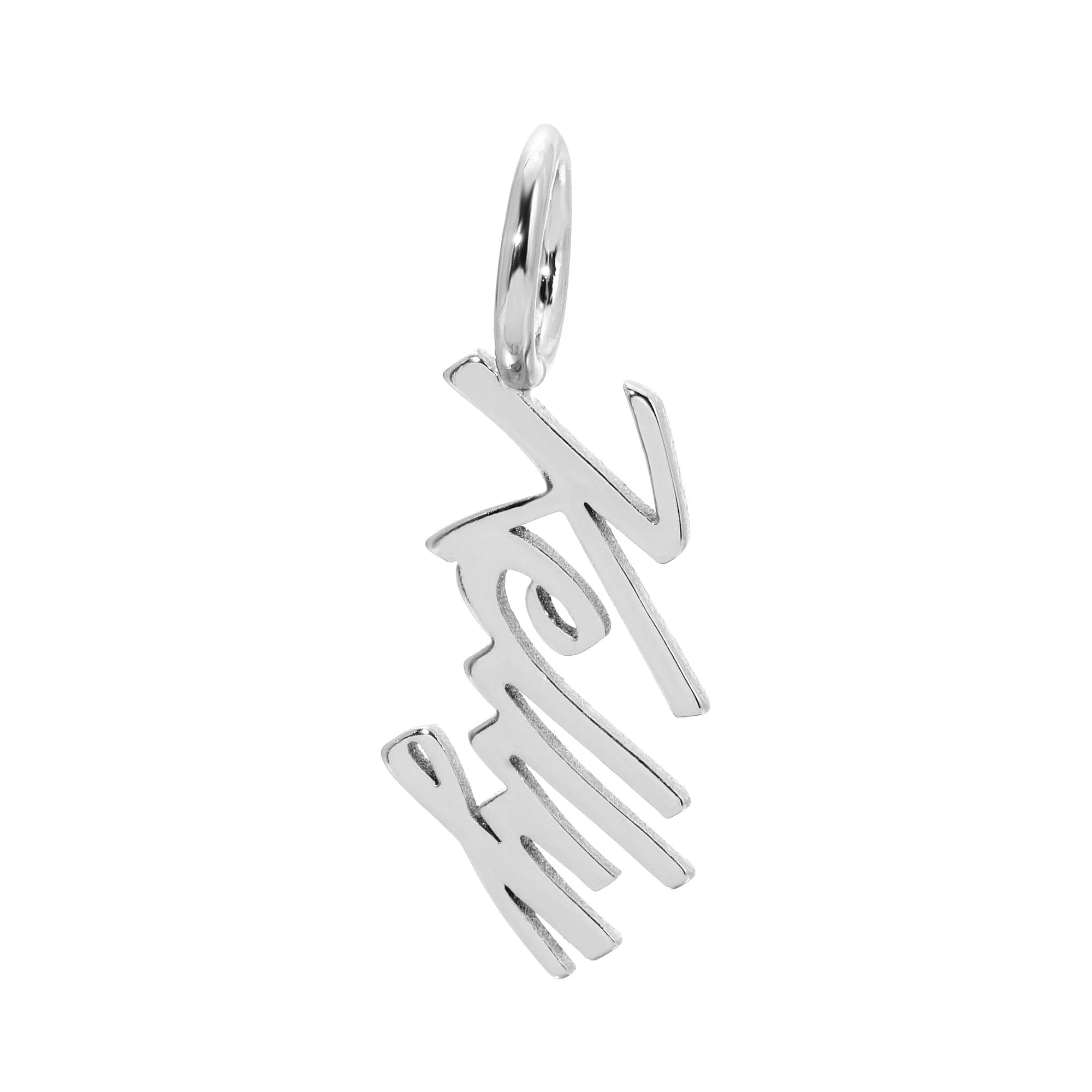 Silver name pendant from Custom Script Name Pendant collection, perfect for personalization