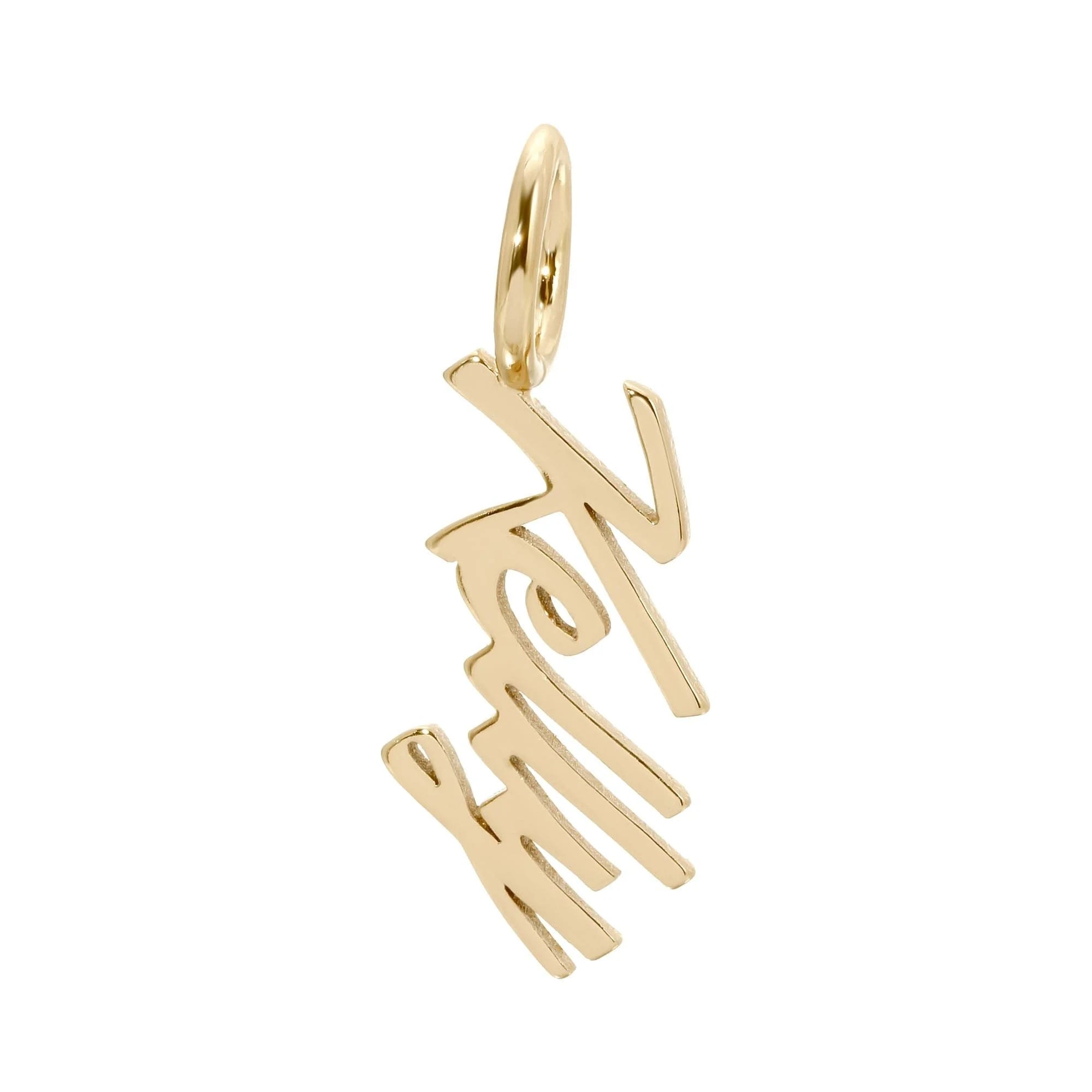 Gold Kelly name pendant from Custom Script Name Pendant collection