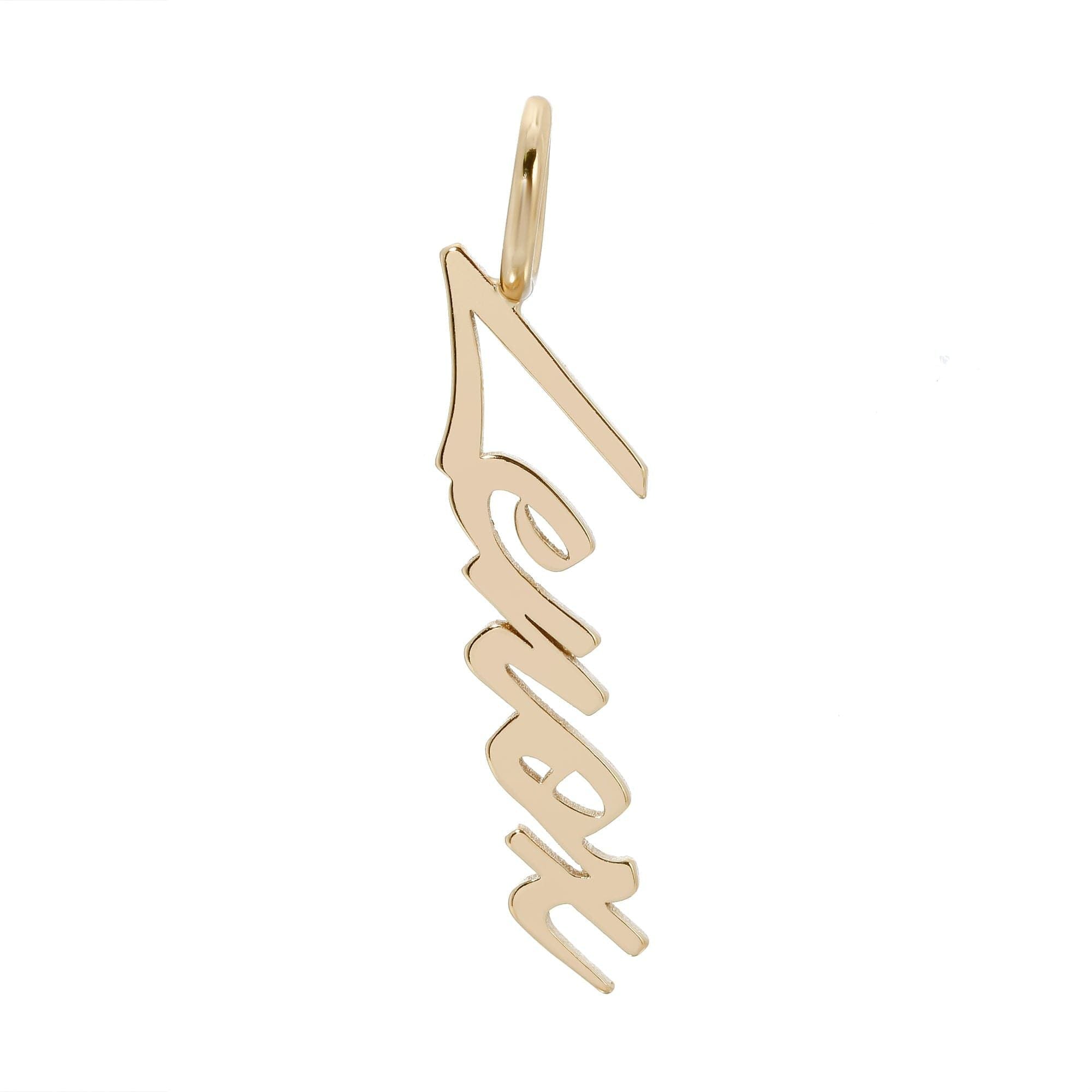 Gold name pendant in custom script design for personalized jewelry gifts