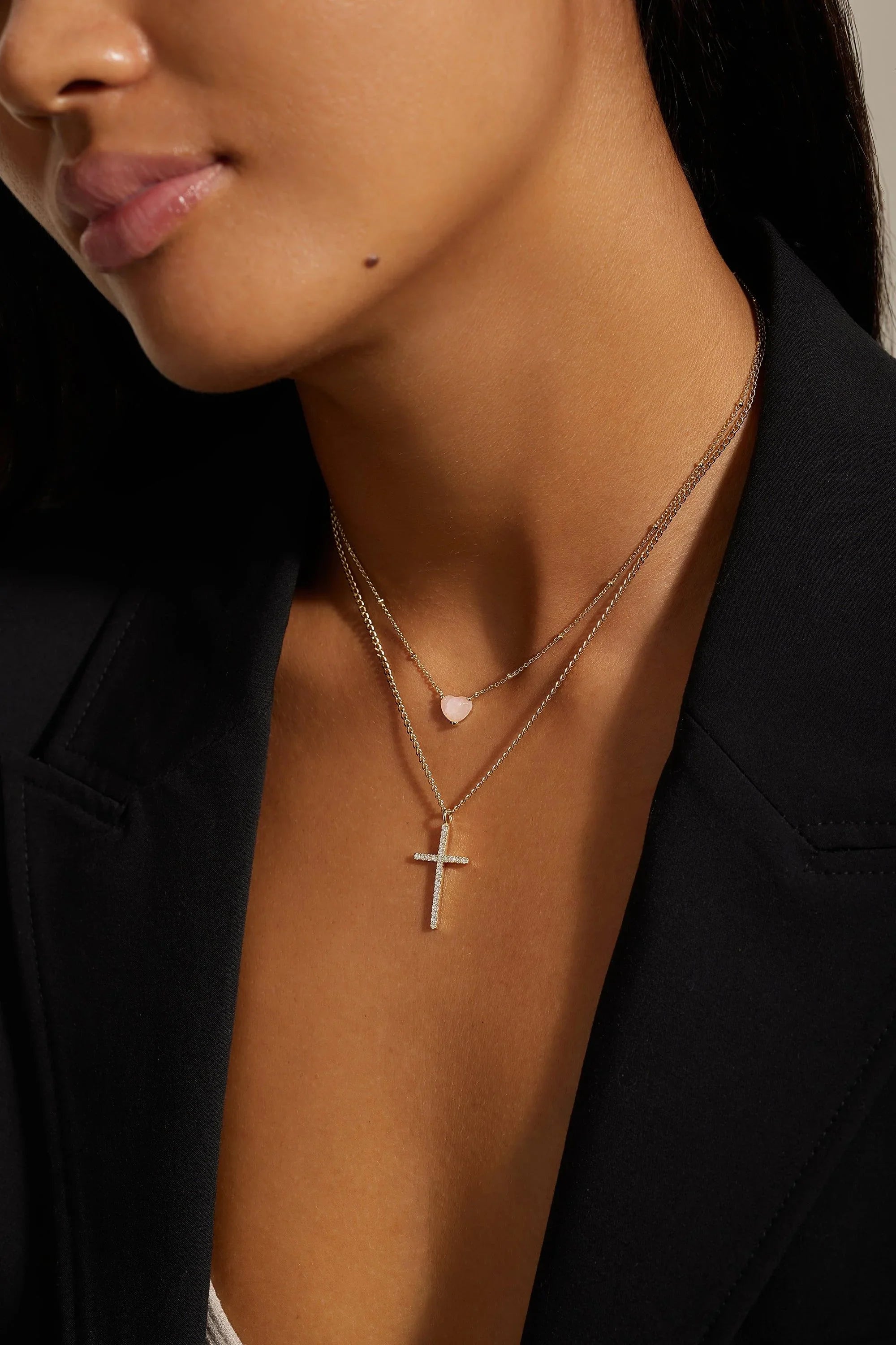 CZ Cross Pendant Necklace - Pendant Necklaces