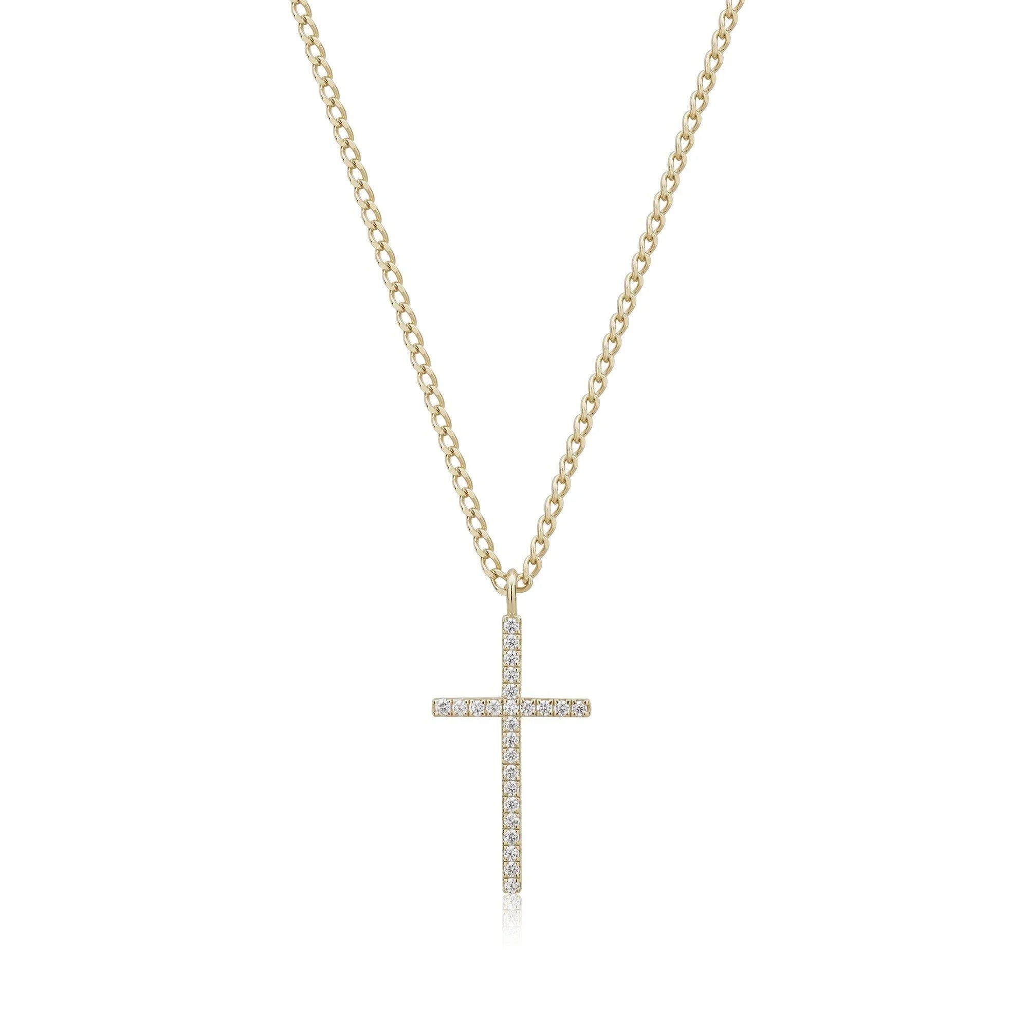 CZ Cross Pendant Necklace - 14k Gold Vermeil - Pendant Necklaces