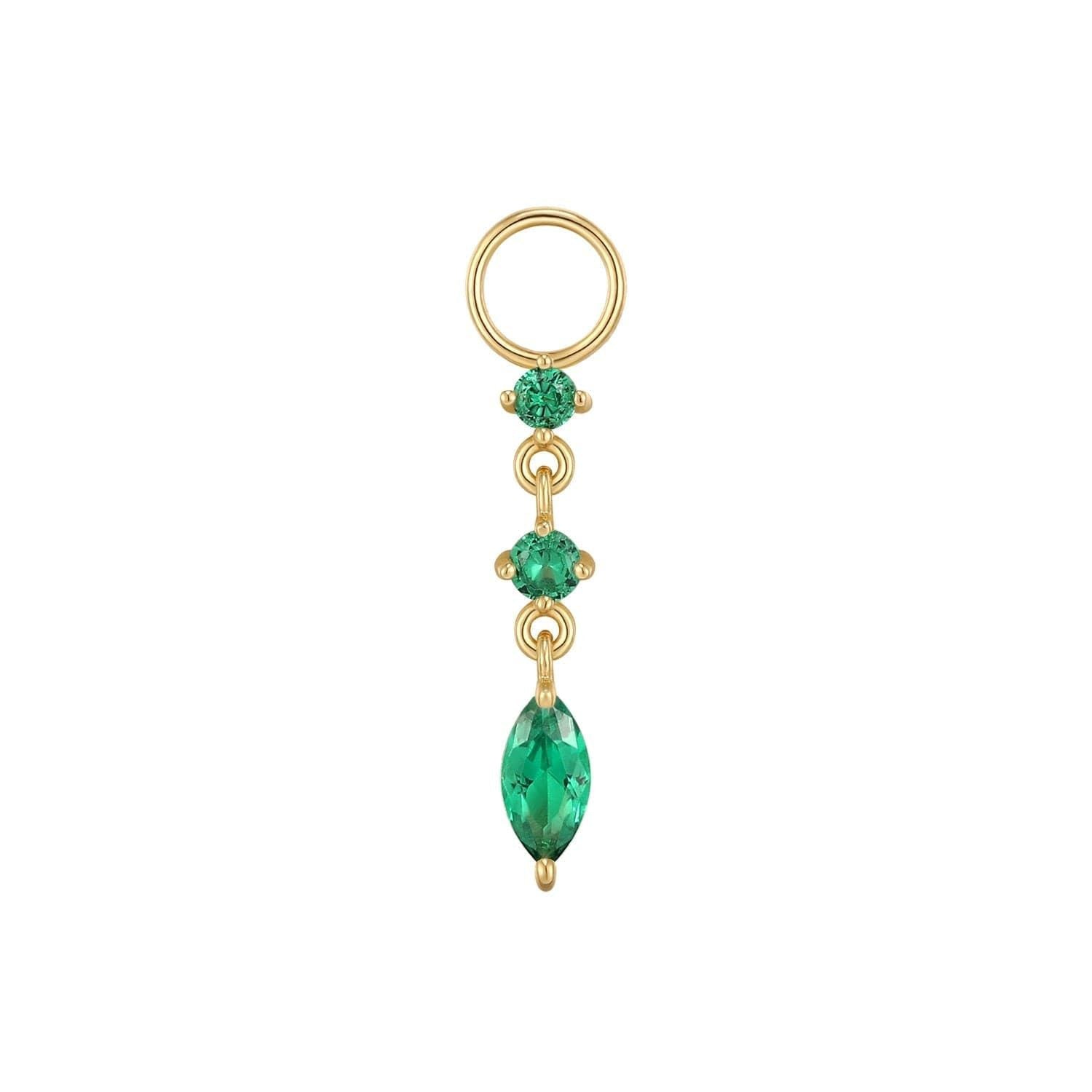 Gold and emerald pendant featured in the Cz Drip Hoop Charm from the Demi-Fine Collection