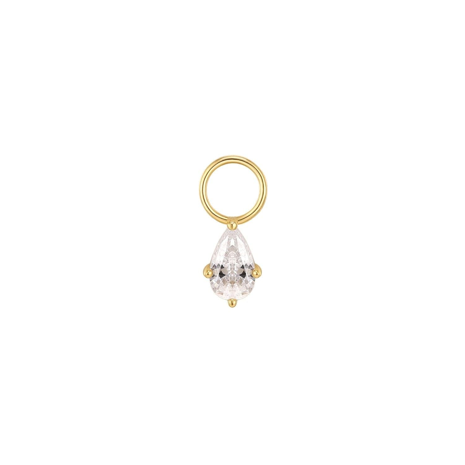 14k Gold Vermeil Gold Ring with Teardrop Crystal Pendant from Our Demi-Fine Collection Earrings