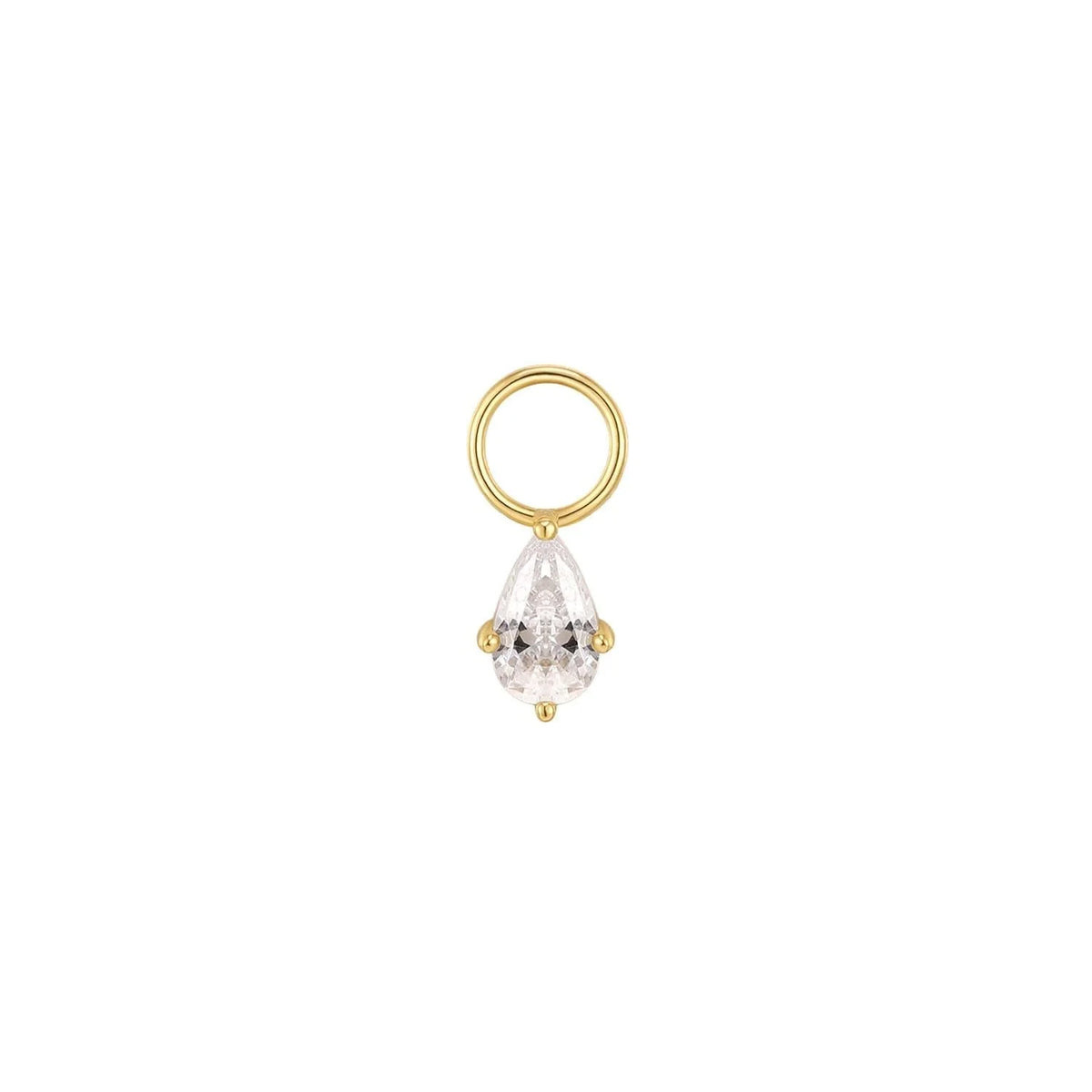 Gold ring with teardrop crystal pendant from CZ Pear Shaped Hoop Charm product