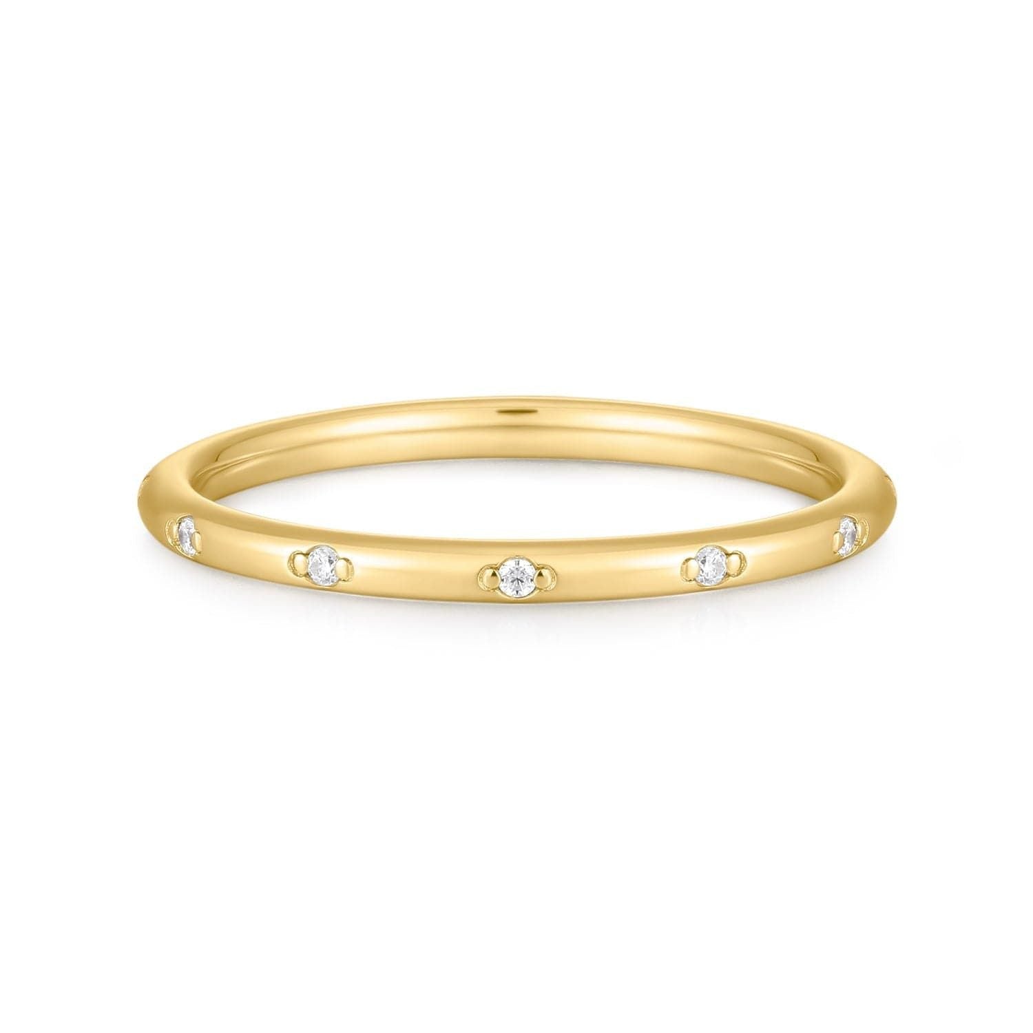 Gold ring with embedded diamonds in a 14k Gold Vermeil design, elegant and stylish