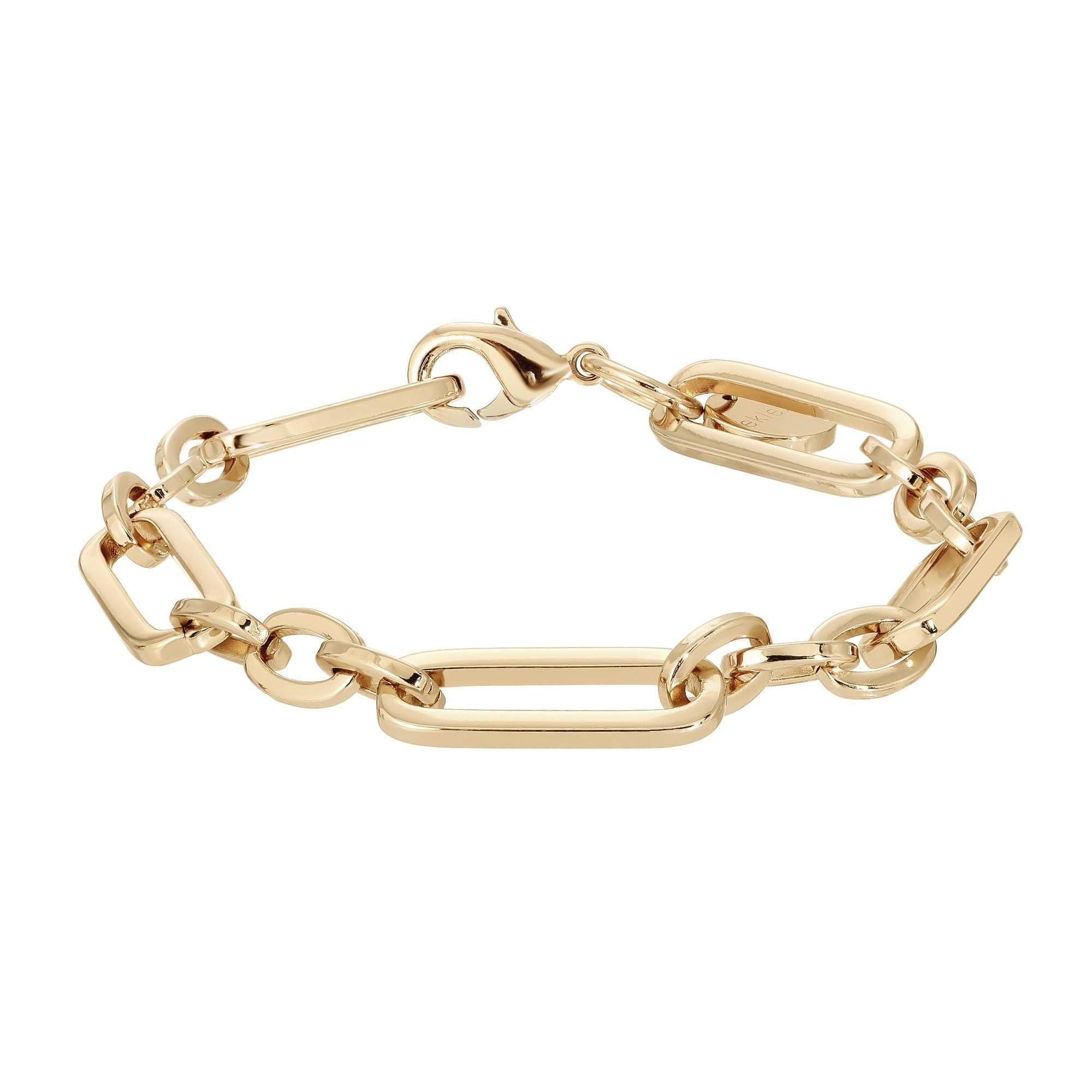 Gold chain-link bracelet showcasing the Dean Bracelet with 8mm wide largest link design