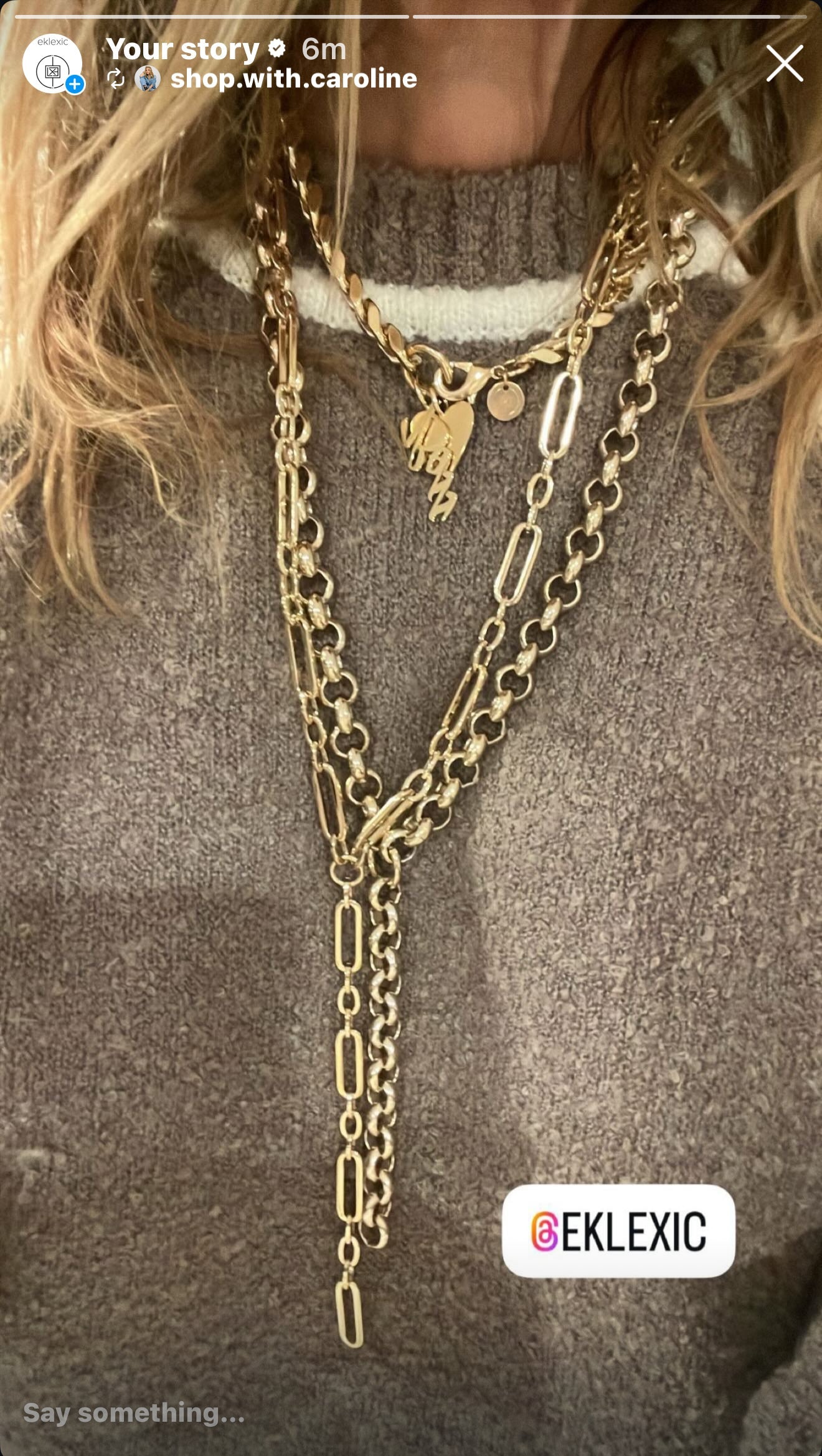 Layered gold chain necklaces featuring the Dean Lariat in recycled brass plating