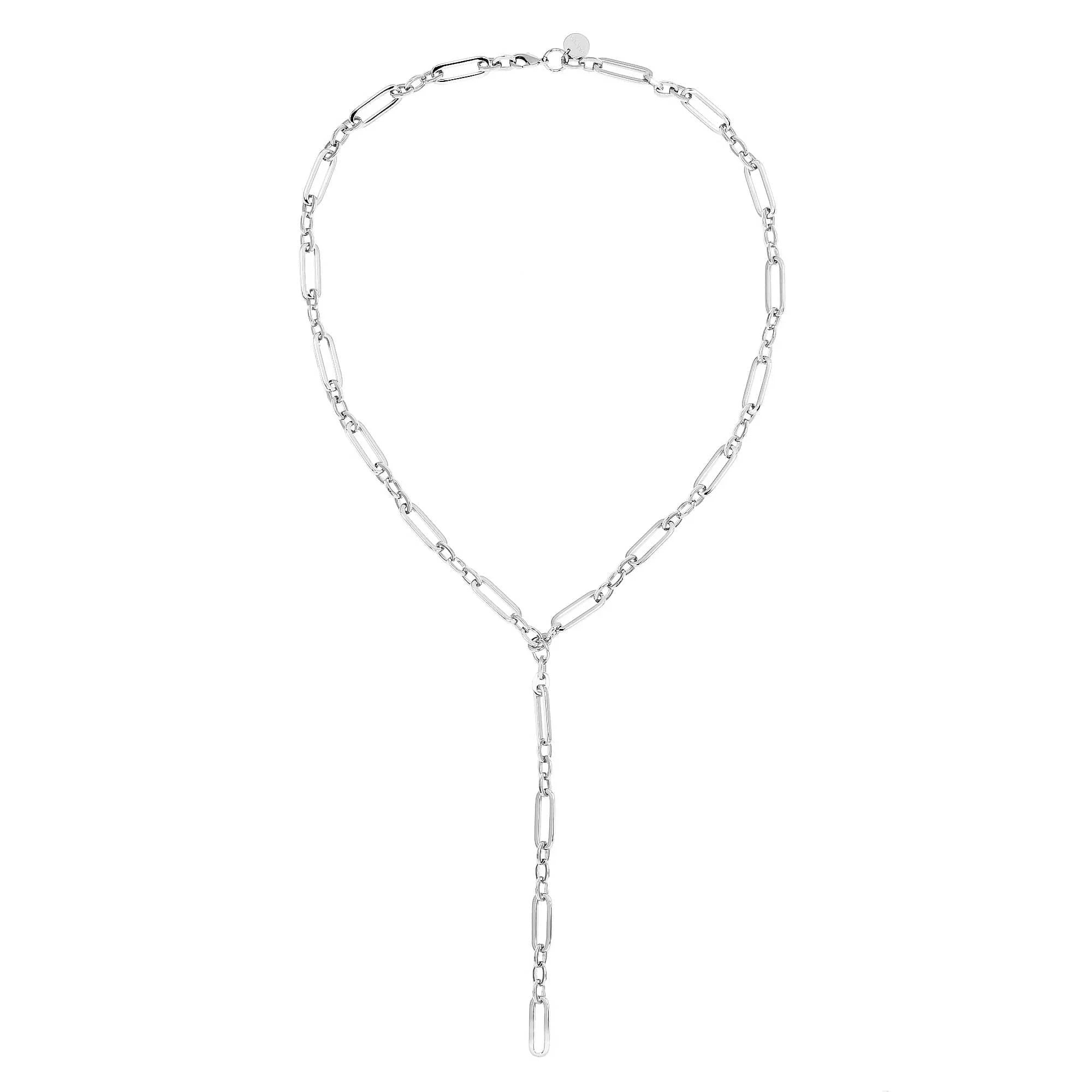 Silver chain Y-necklace featuring recycled brass plating, Dean Lariat gold Y necklace