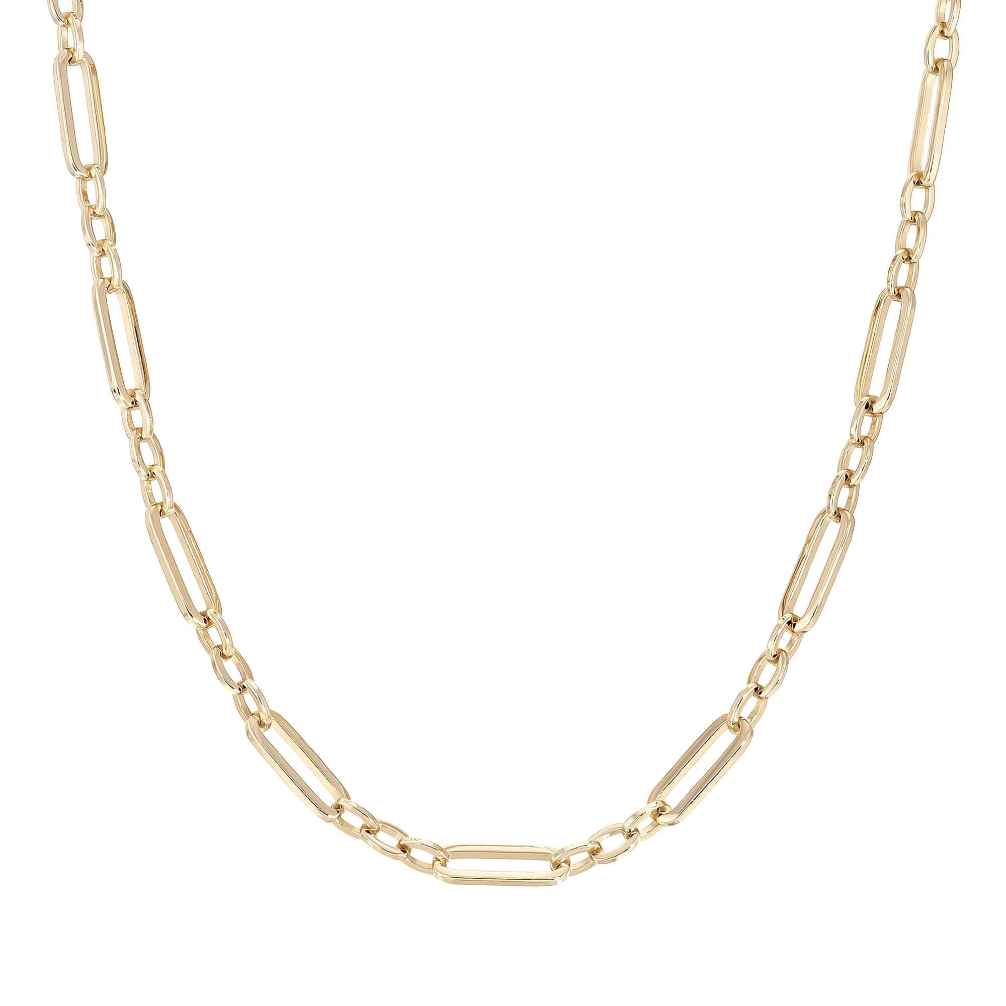 Gold Dean Necklace featuring a stylish multi-link chain made from recycled brass