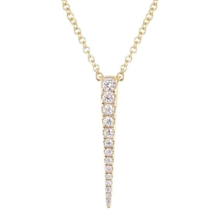Diamond Dagger Necklace - 14K Solid Gold & Diamond