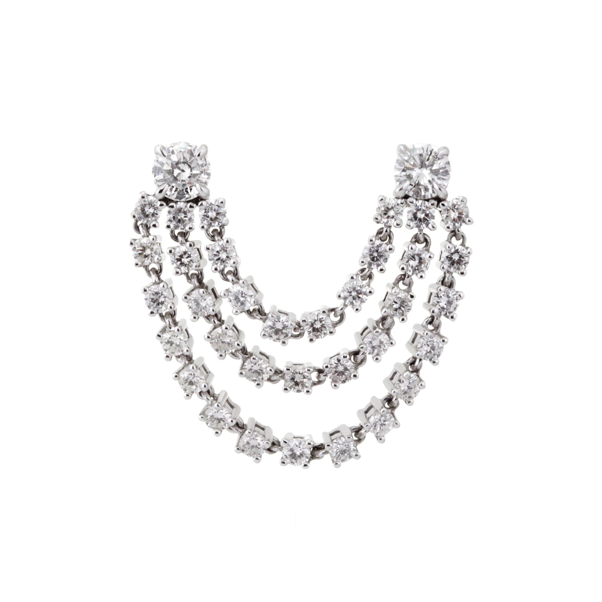 Elegant Double Diamond Chain Earring featuring stunning diamond waterfall design