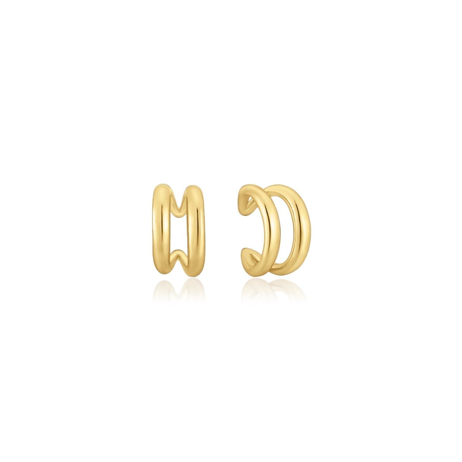 Pair of 14k gold plated double ear cuffs for a stylish jewelry statement