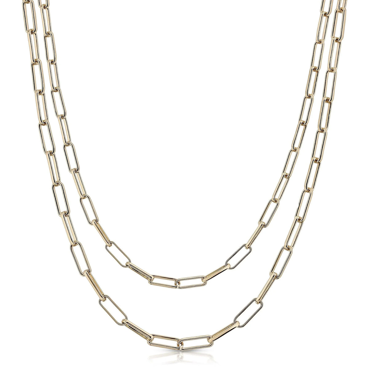 Gold-toned Double Elongated Link Mask Chain Necklace for stylish vibes