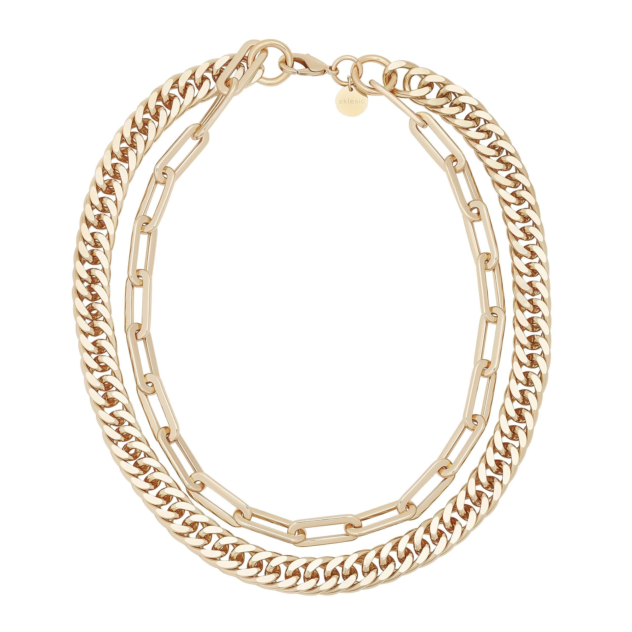 Gold-toned double-strand chain necklace featuring a stylish Double Layer Wren design