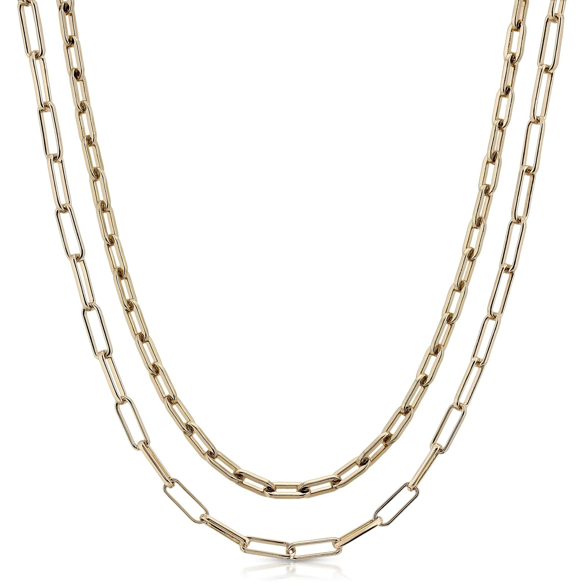 Two gold elongated link chain necklaces from the Double Medium & Elongated Link Chain Necklace