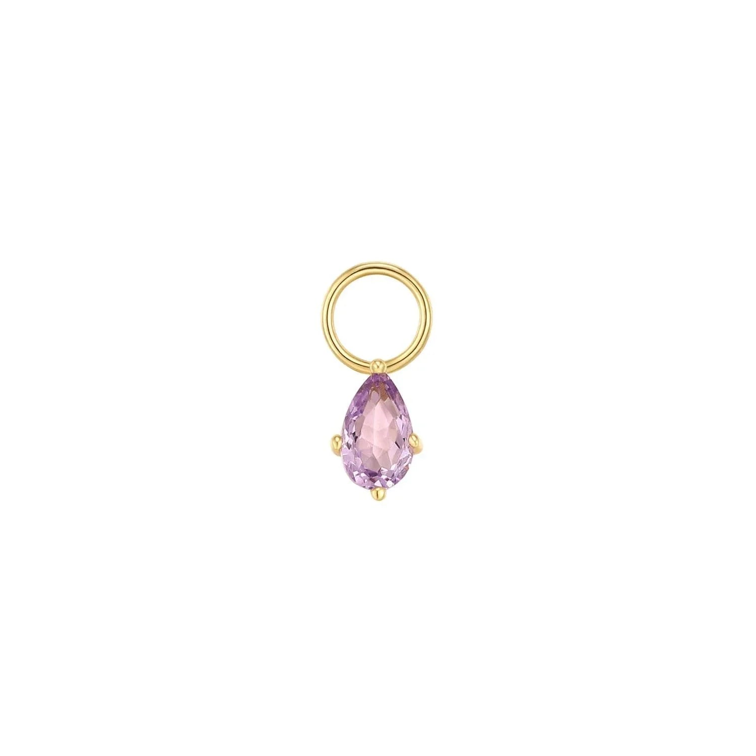 Gold vermeil Amethyst teardrop pendant on 14k gold vermeil hoop from demi-fine collection earrings