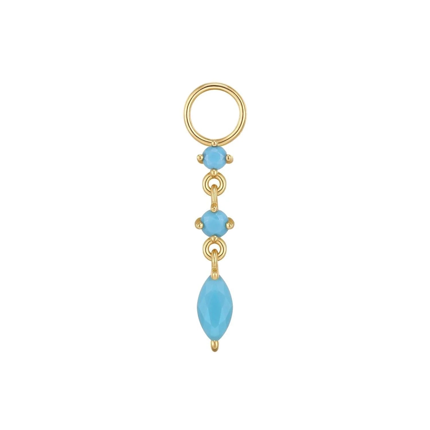Gold and turquoise charm from CZ Drip Hoop Charm with Turquoise in vermeil collection earrings