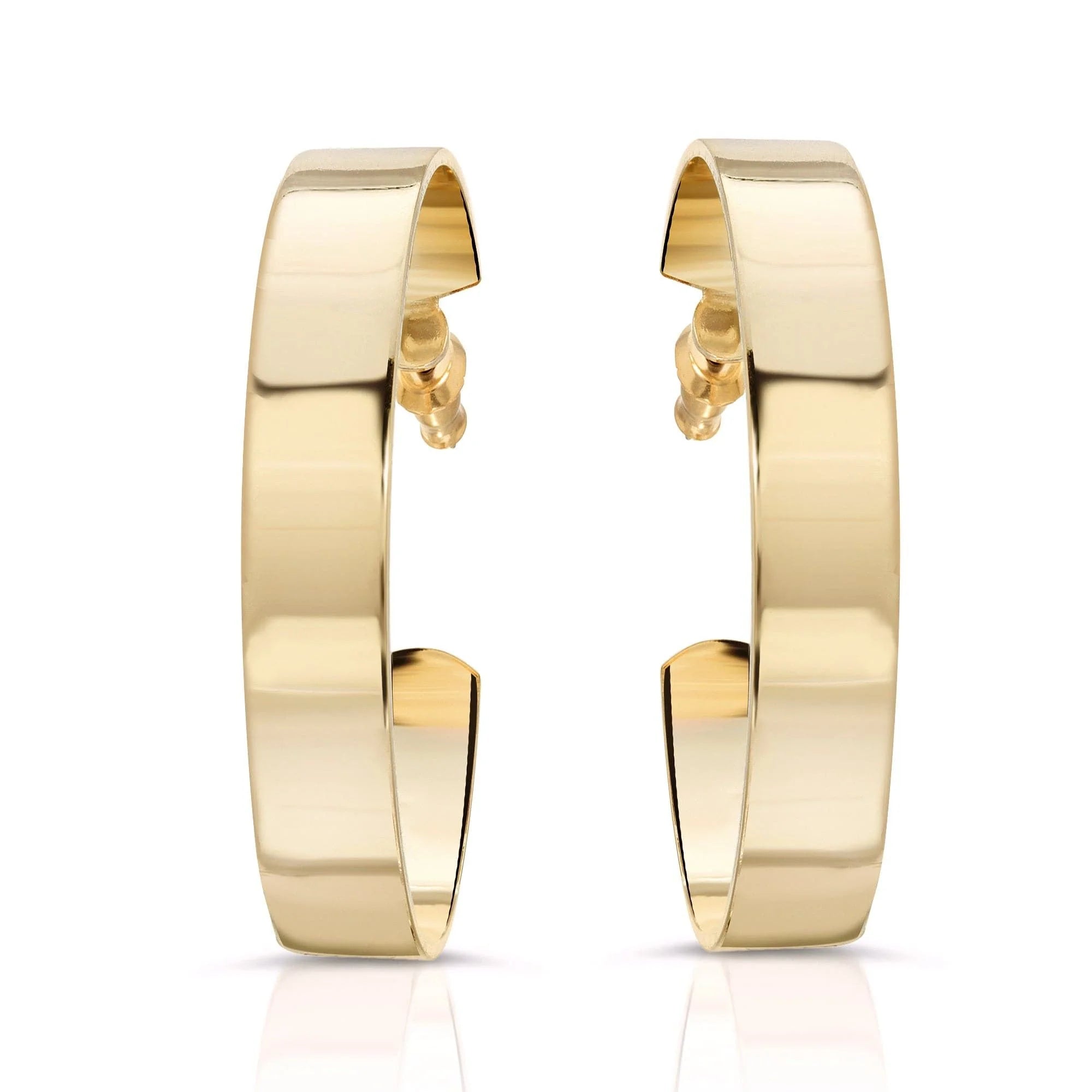 Gold hoop earrings on display in the 2.5 Skylar Hoops product shot