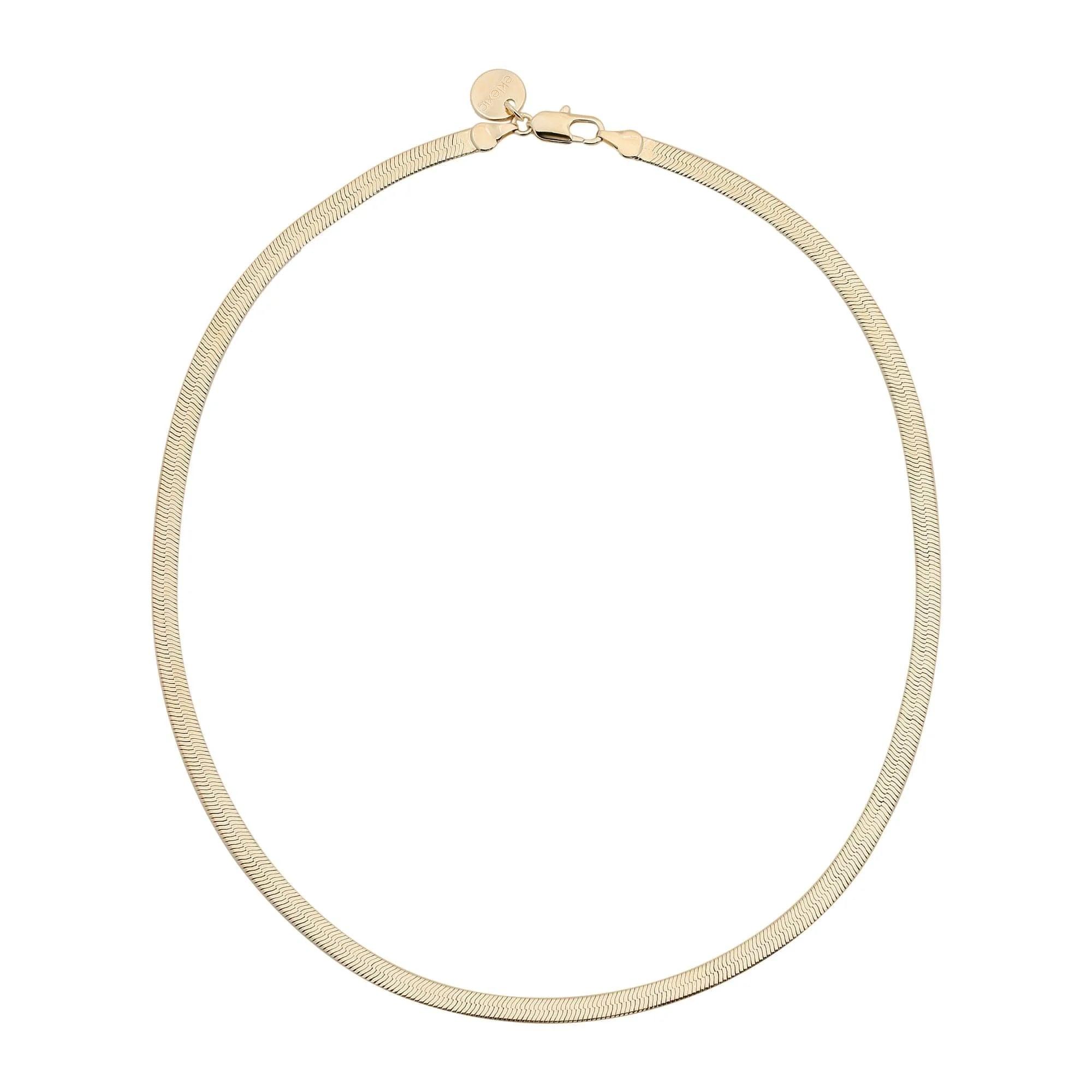 Gold Herringbone Chain Necklace from 5mm Viper Chain Necklace collection