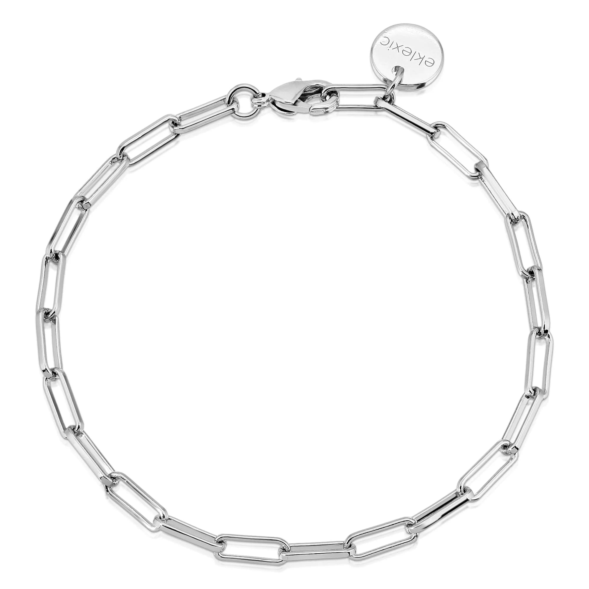 Silver chain-link bracelet showcasing Silver Elongated Link Chain Anklet style