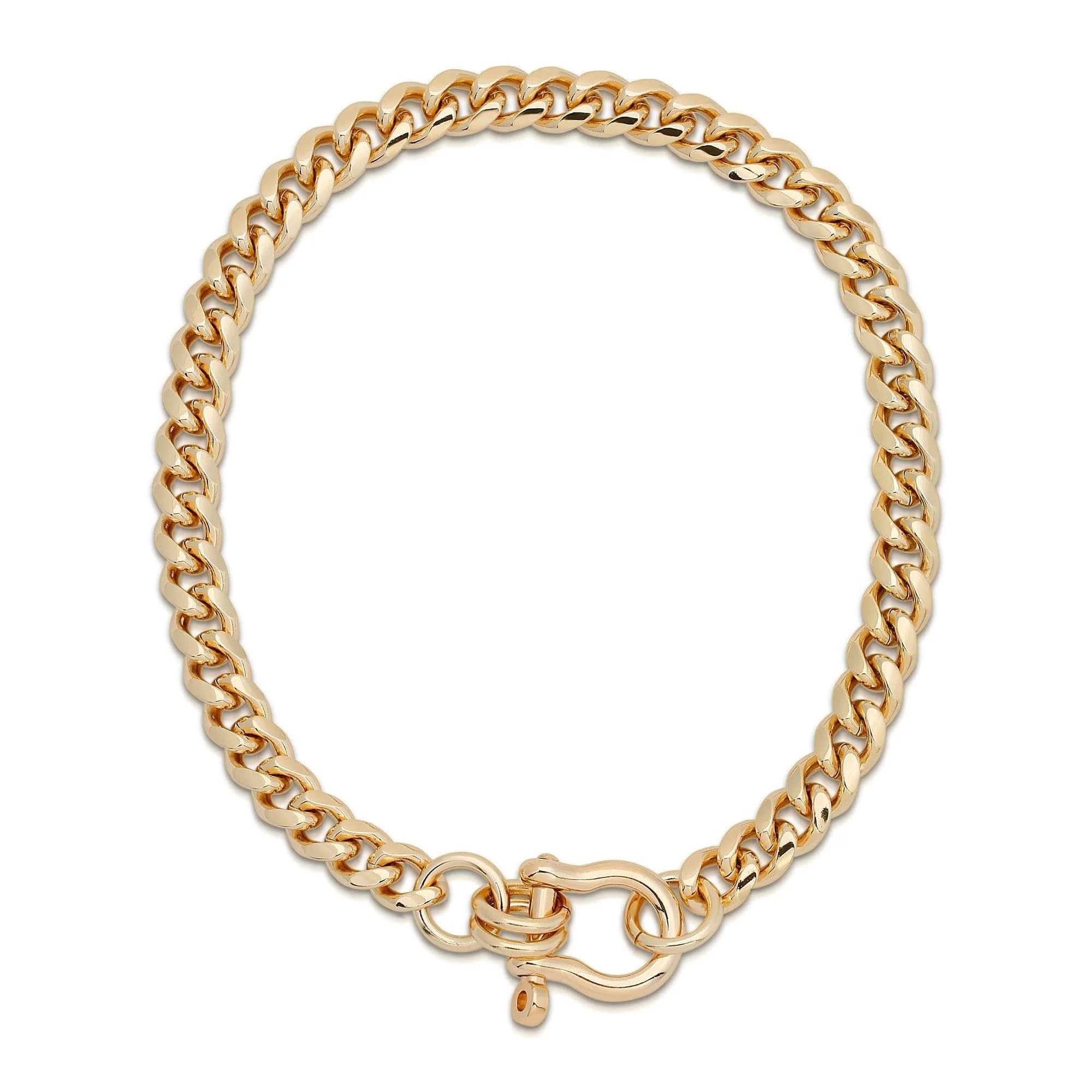 Gold-toned curb chain necklace with shackle clasp from the Anouk Necklace collection