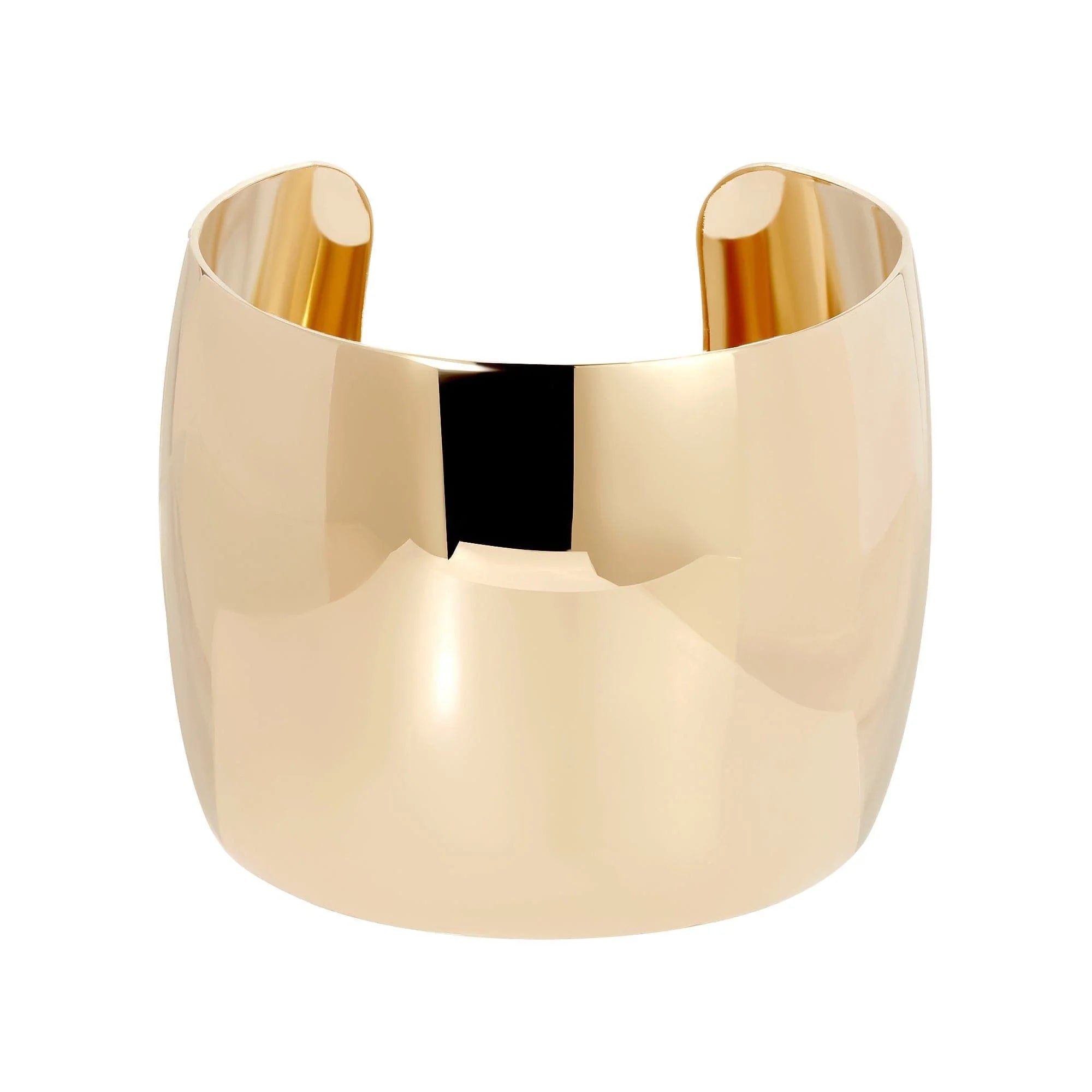 Shiny gold cuff bracelet from 2 Inch XL Domed Cuff collection