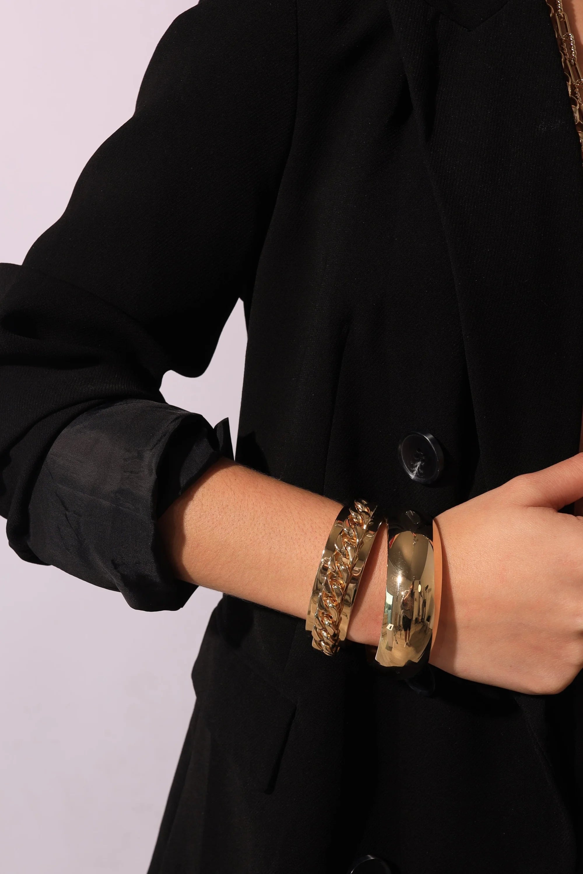 3/4 Inch Curb Chain Cuff - Cuff Bracelets
